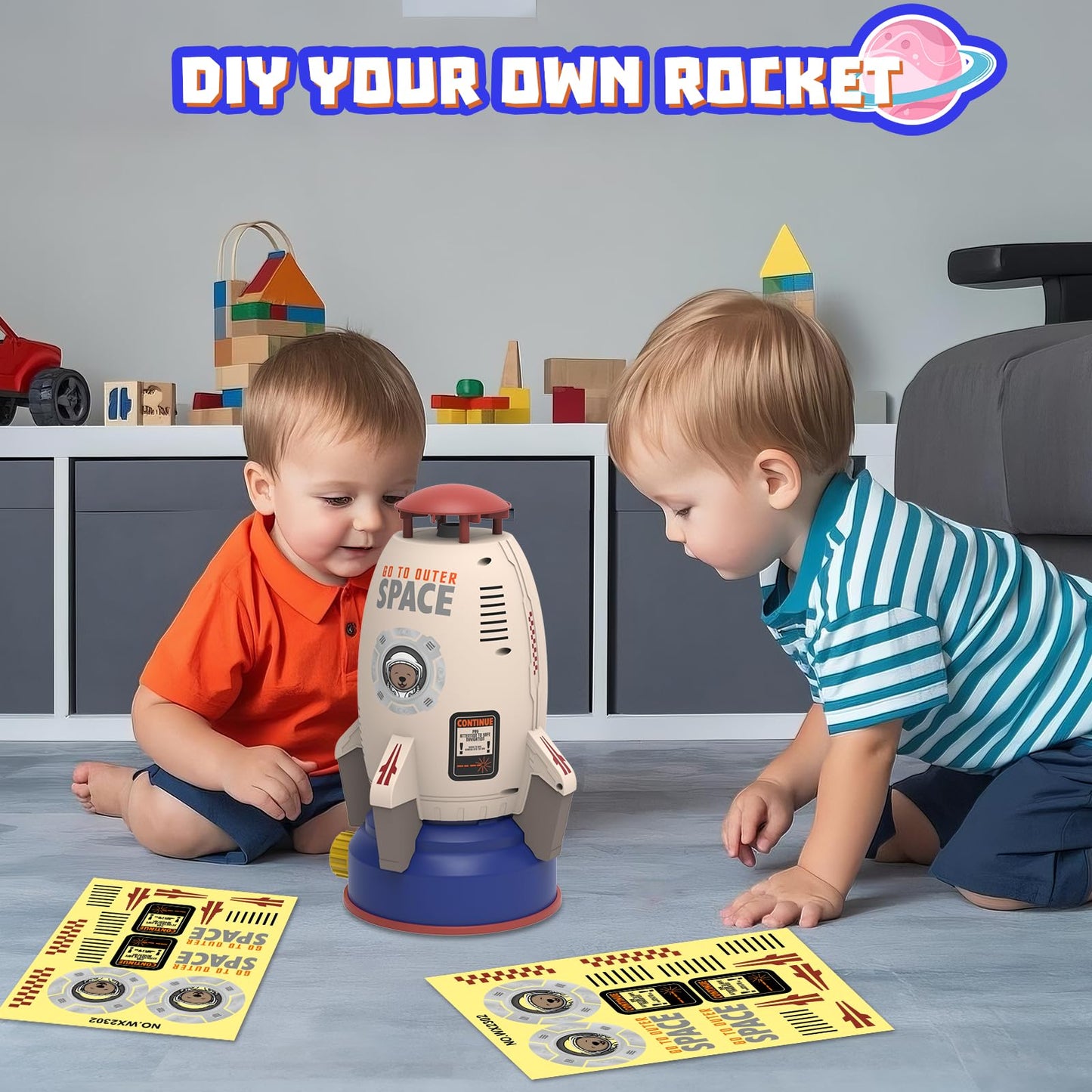 Sprinkler Rocket Launcher Toys for Kids - Outdoor Water Toys Water Splash Rocket, Summer Garden Lawns Water Toys Spray 360-Degree Rotation for Boys and Girls 3-12 Year Old Holiday Birthday Gifts