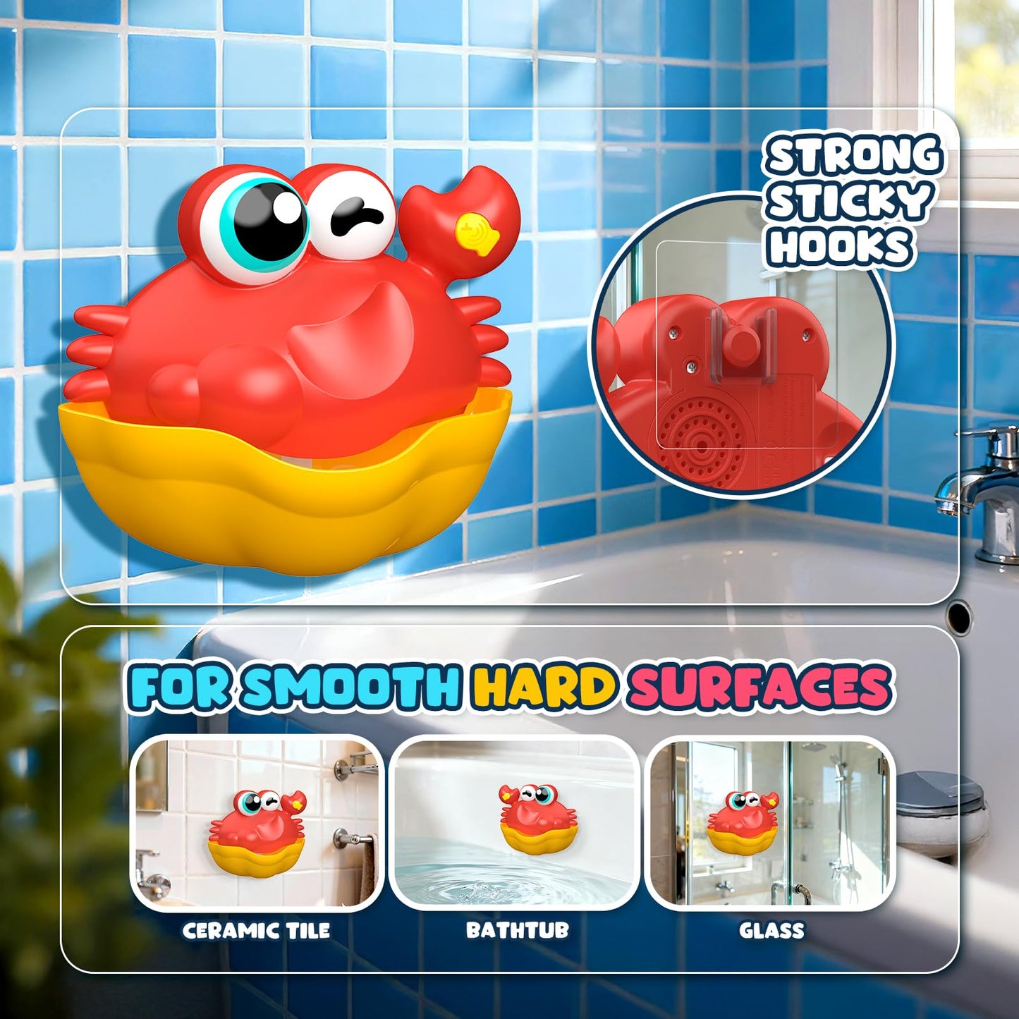 Bath Toys for Kids Ages 1-3,Light Up Baby Bath Toys Crab Bubble Maker with Colourful Light Toddler Bathtub Birthday Gifts Easter Stocking Stuffers for Boys Girls Aged 1-3 2-4 3-5