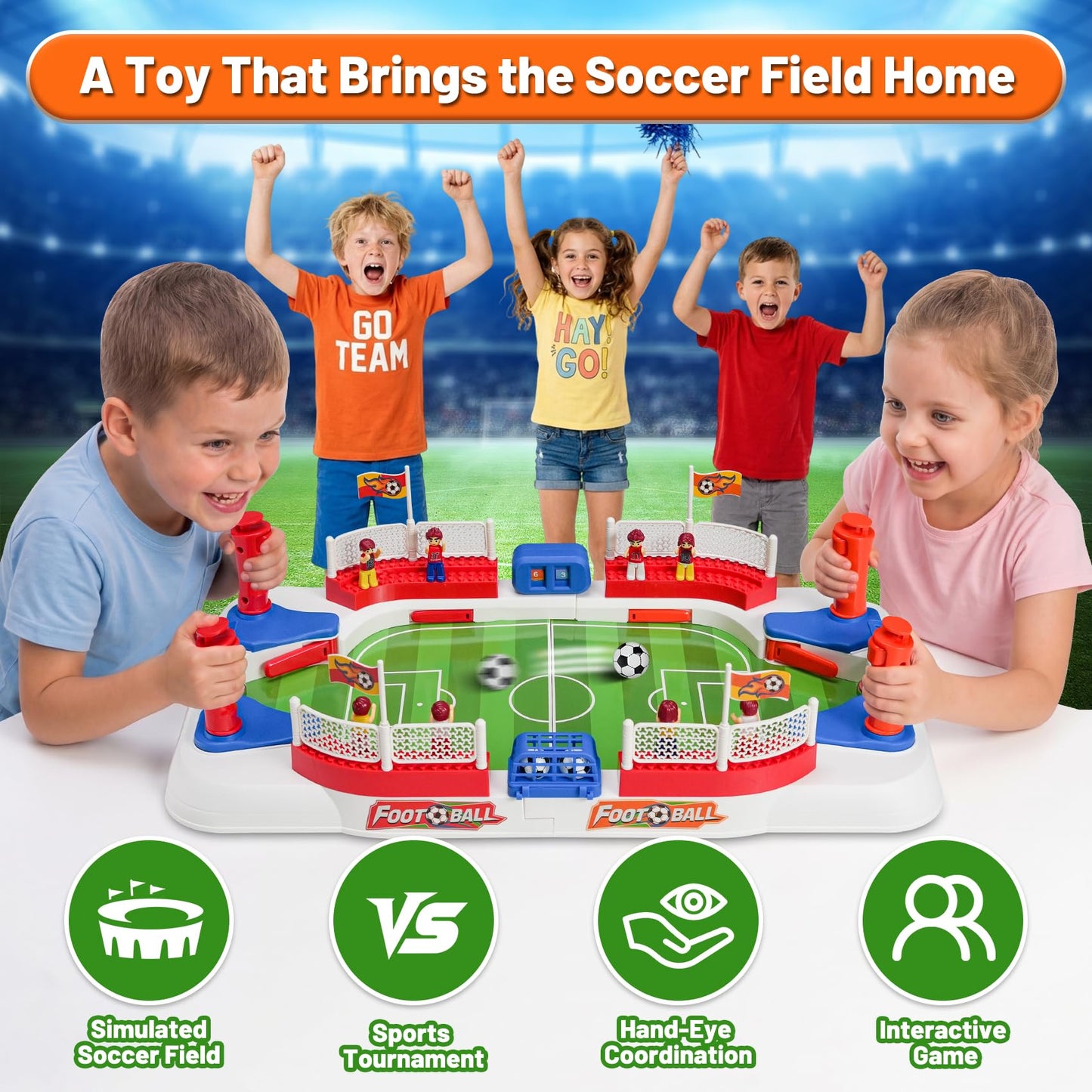 ODRIEW Mini Foosball Table Game for Kids, Portable Soccer Board Game with Scoreboard, Tabletop Indoor Football Sports Toy for 3 4 5 6 7 8-12 Year Old Boys Girls, Family Party Christmas Birthday Gift