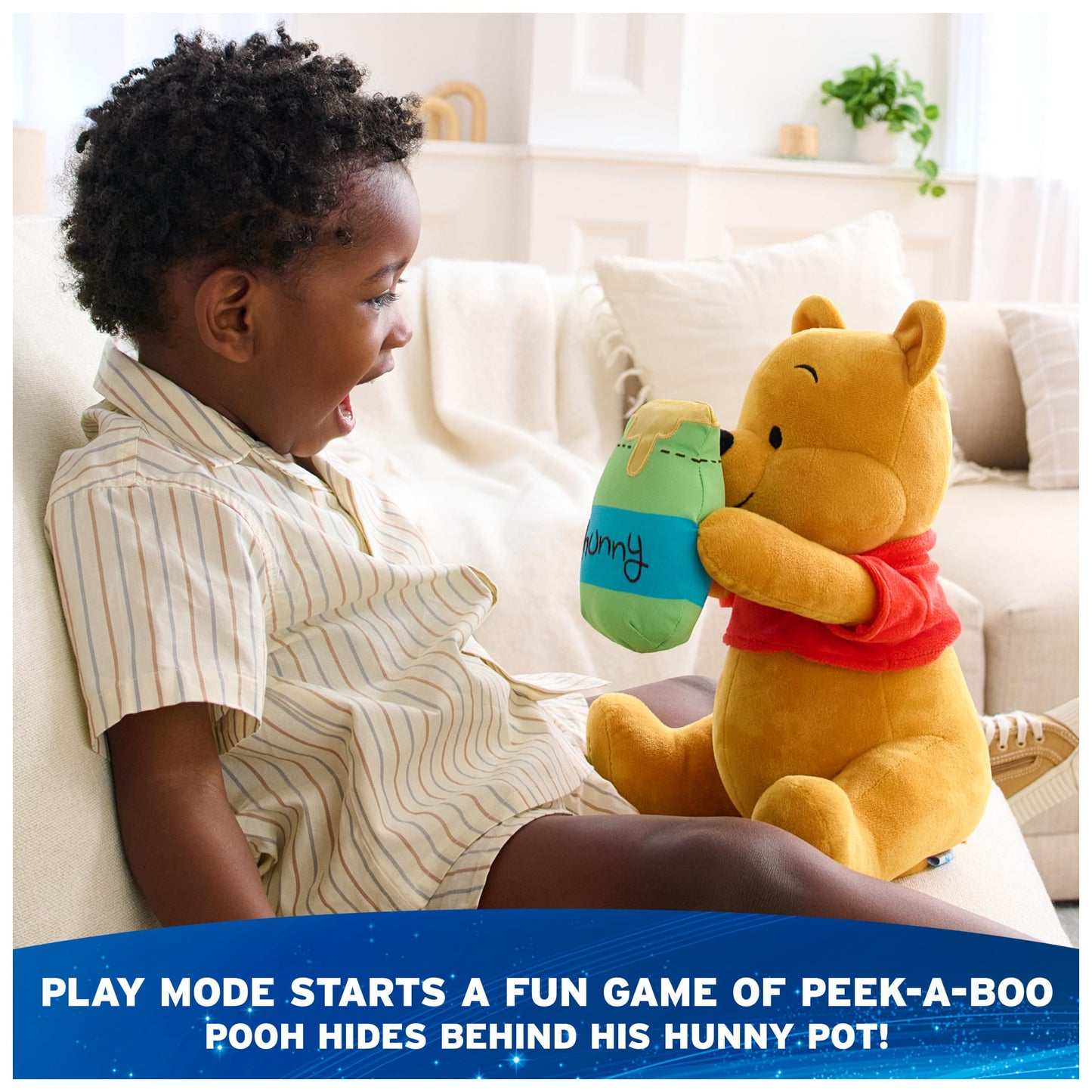 GUND Disney Official Peek-a-Boo Winnie the Pooh Plush, Interactive Stuffed Animal, Sensory Toys for Ages 0 and Up, Yellow, 11”