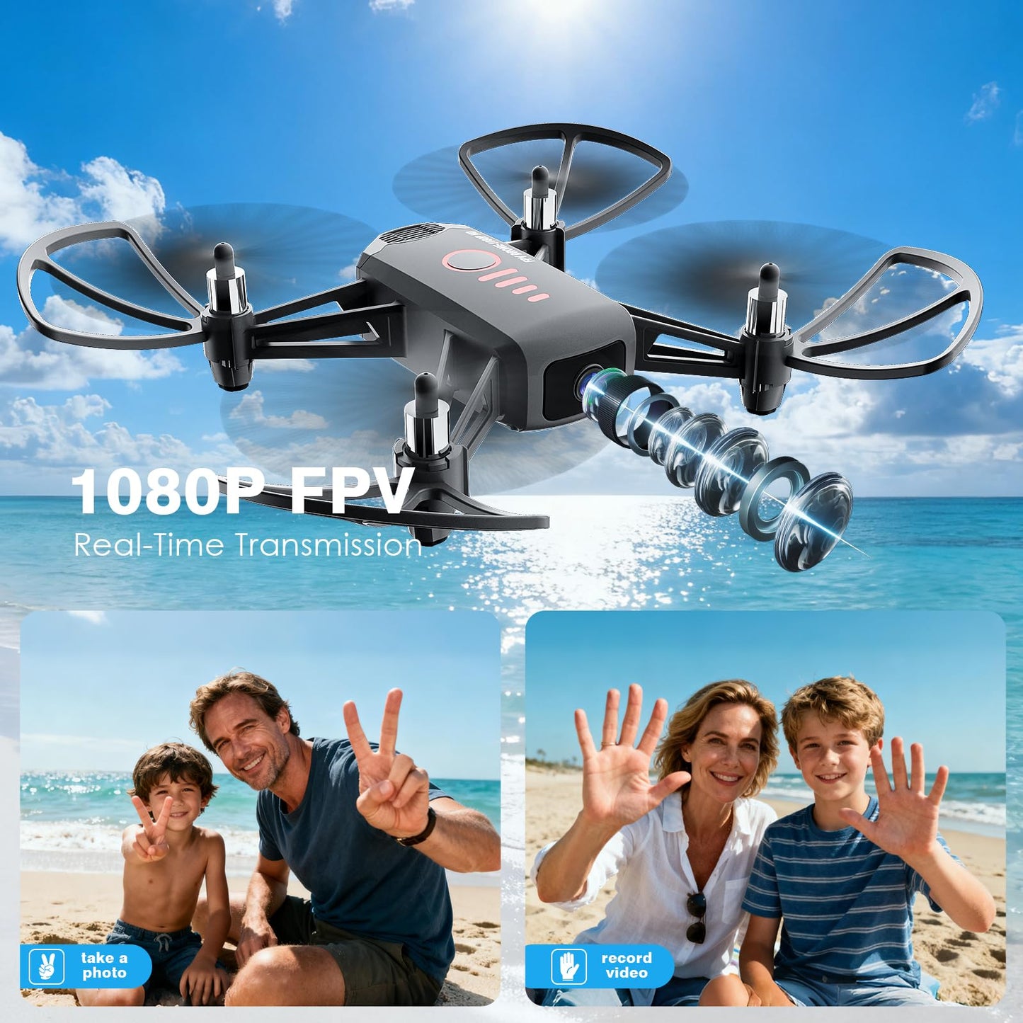 Drone with Camera for Kids 8-12 and Adults 1080P HD Mini FPV Drones with Headless Mode, 360°Flip, One-Key Take Off/Landing, Altitude Hold, Gestures Selfie, Gravity Control, 3 Speed Mode, Drone Gift Toys for Boys, Girls, Beginner Grey