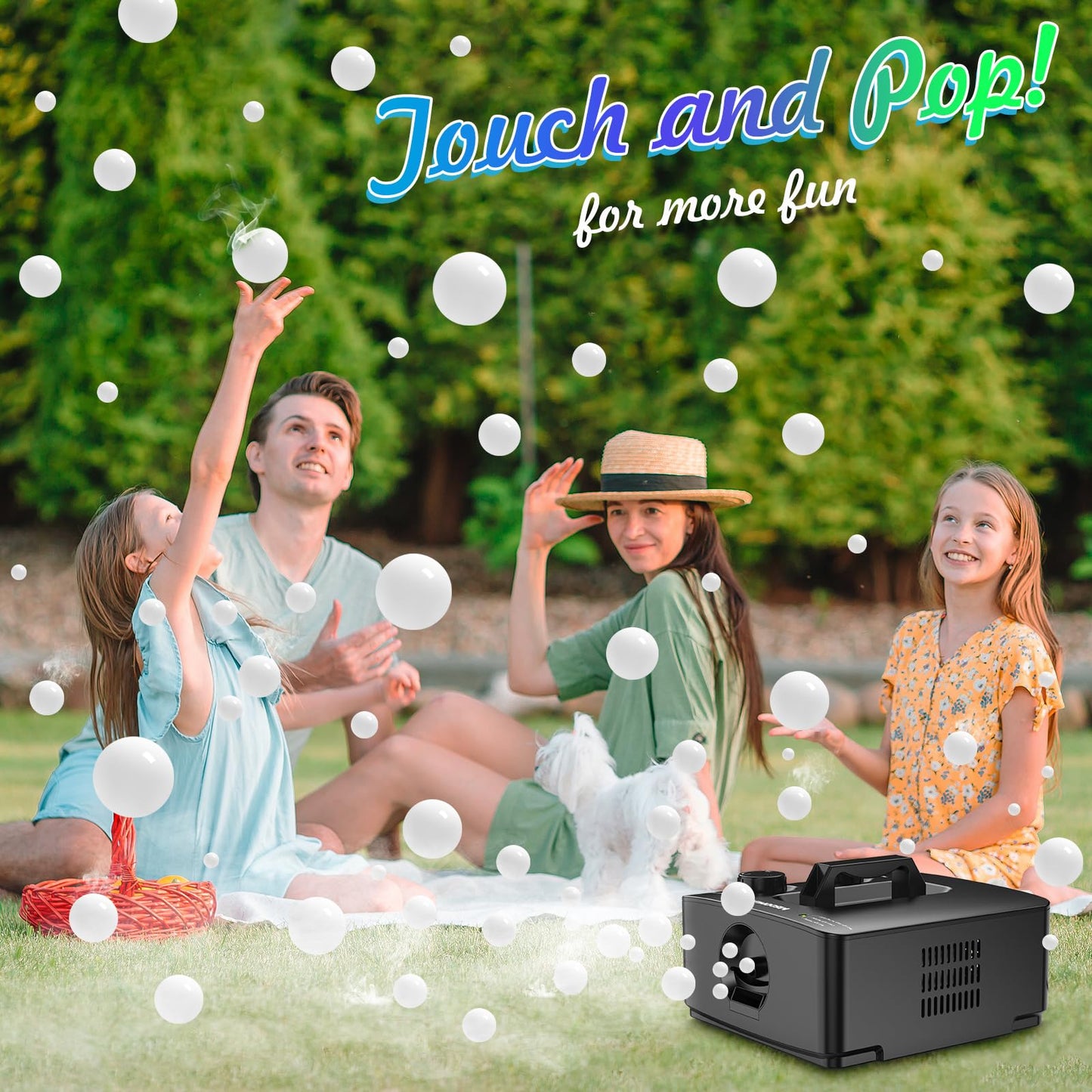 Wisdomlit Fog Bubble Machine, 2-in-1 Smoke Bubble Maker, 400W No-Spill Smoke Bubble Blower, 8000+ Colorful/Fog Bubbles for Kids Toddlers Indoor Outdoor Birthday Party