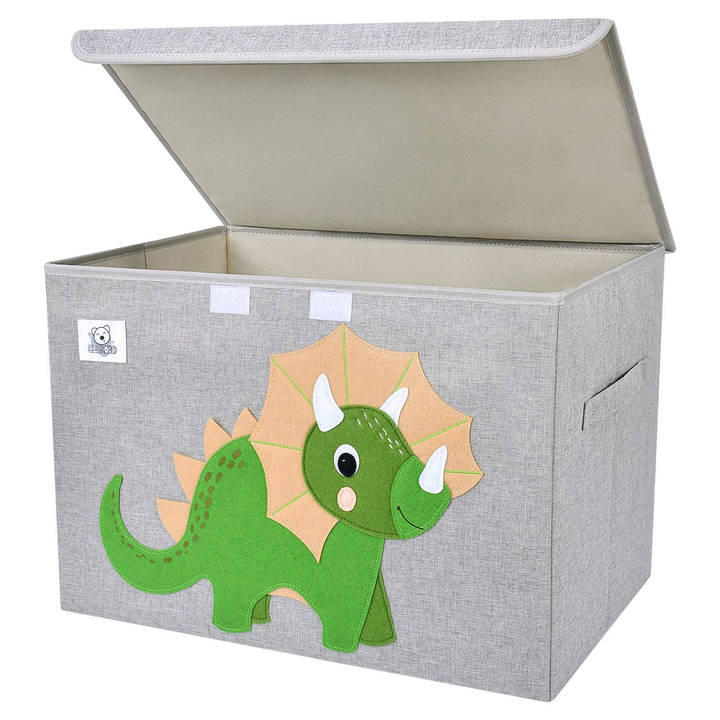 CLCROBD Foldable Large Kids Toy Chest with Flip-Top Lid, Collapsible Fabric Animal Toy Storage Organizer/Bin/Box/Basket/Trunk for Toddler, Children and Baby Nursery (Triceratops)