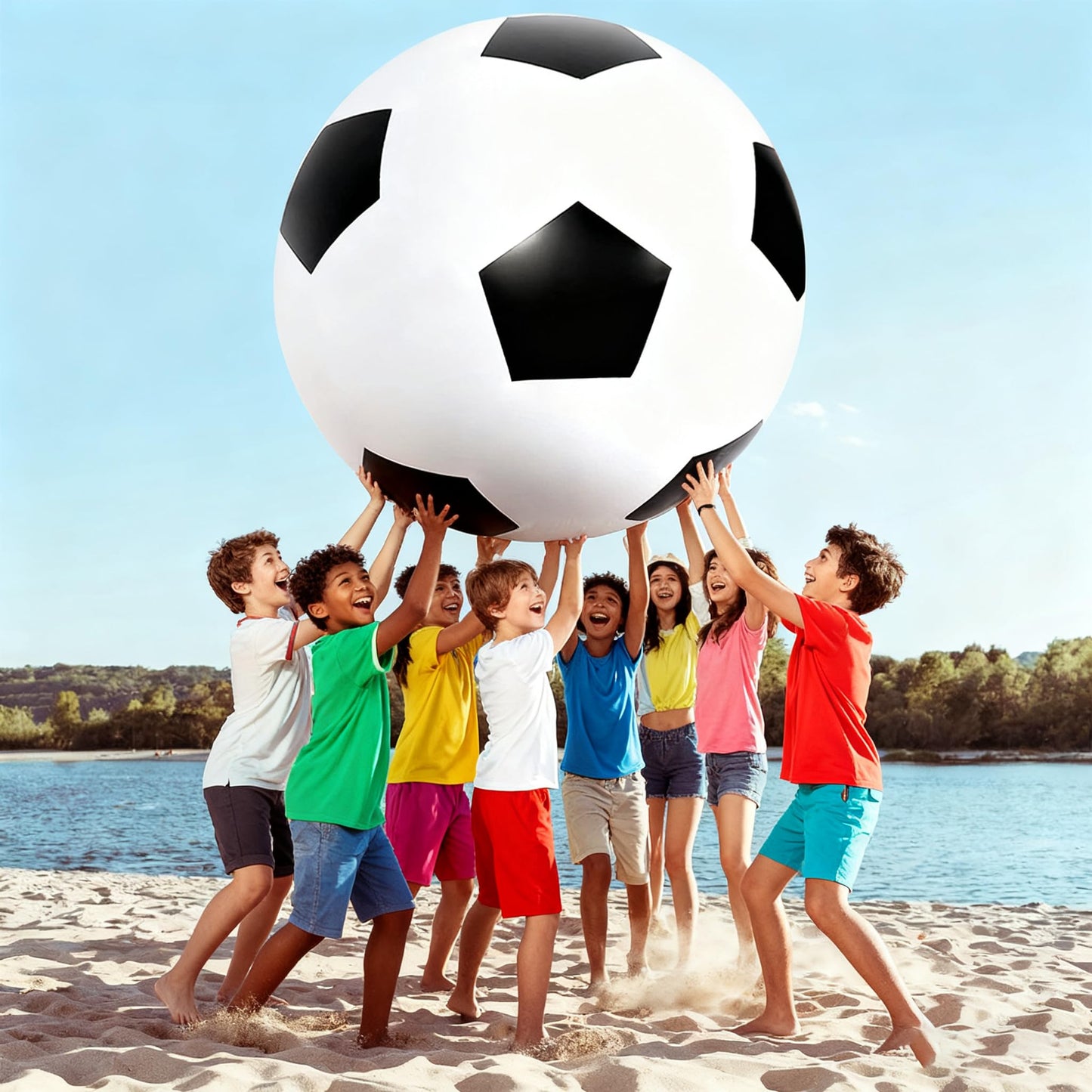 Giant 5 ft Inflatable Soccer Ball with Rapid Valve - Massive PVC Football for Beach, Backyard, Party Games & Parades - Adult & Teen Outdoor Sports Toy (5 FT)