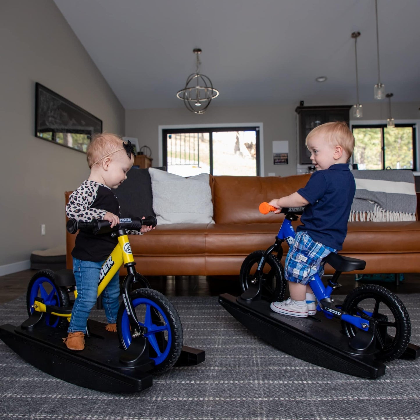 Strider Sport 2-in-1 Rocking Bike Blue - Helps Teach Baby How to Ride a Balance Bicycle - for Kids 6 Months to 4 Years - Easy Assembly & Adjustments