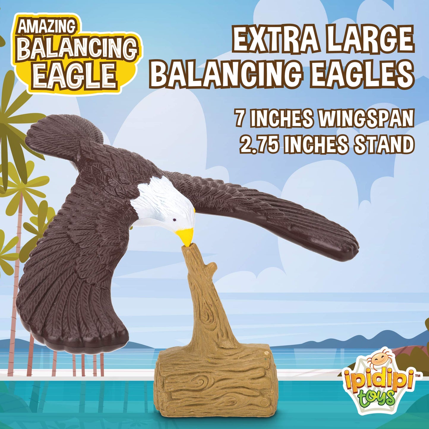 IPIDIPI TOYS Balancing Bird for Finger, Pack of 2, Physics and Science Fun - Finger Balance for Party Giveaways, Retro Magic Gift, Easter Basket Stuffers- 7.5" Wingspan Eagle