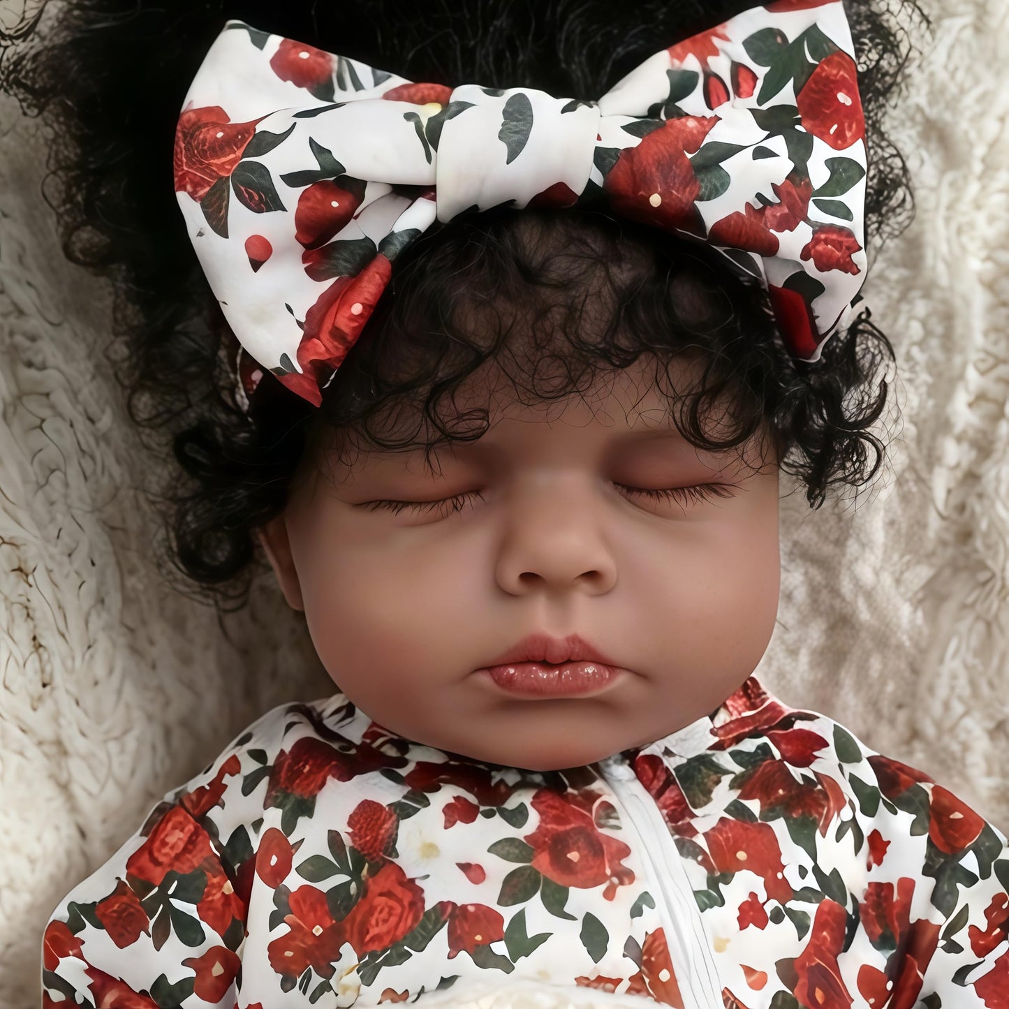 YuDill 18 Inch Realistic Black Reborn Baby Doll – Sleeping African American Baby Girl Doll, Soft Cloth Body, Hand-Rooted Hair, Lifelike Newborn Doll for Kids & Collectors
