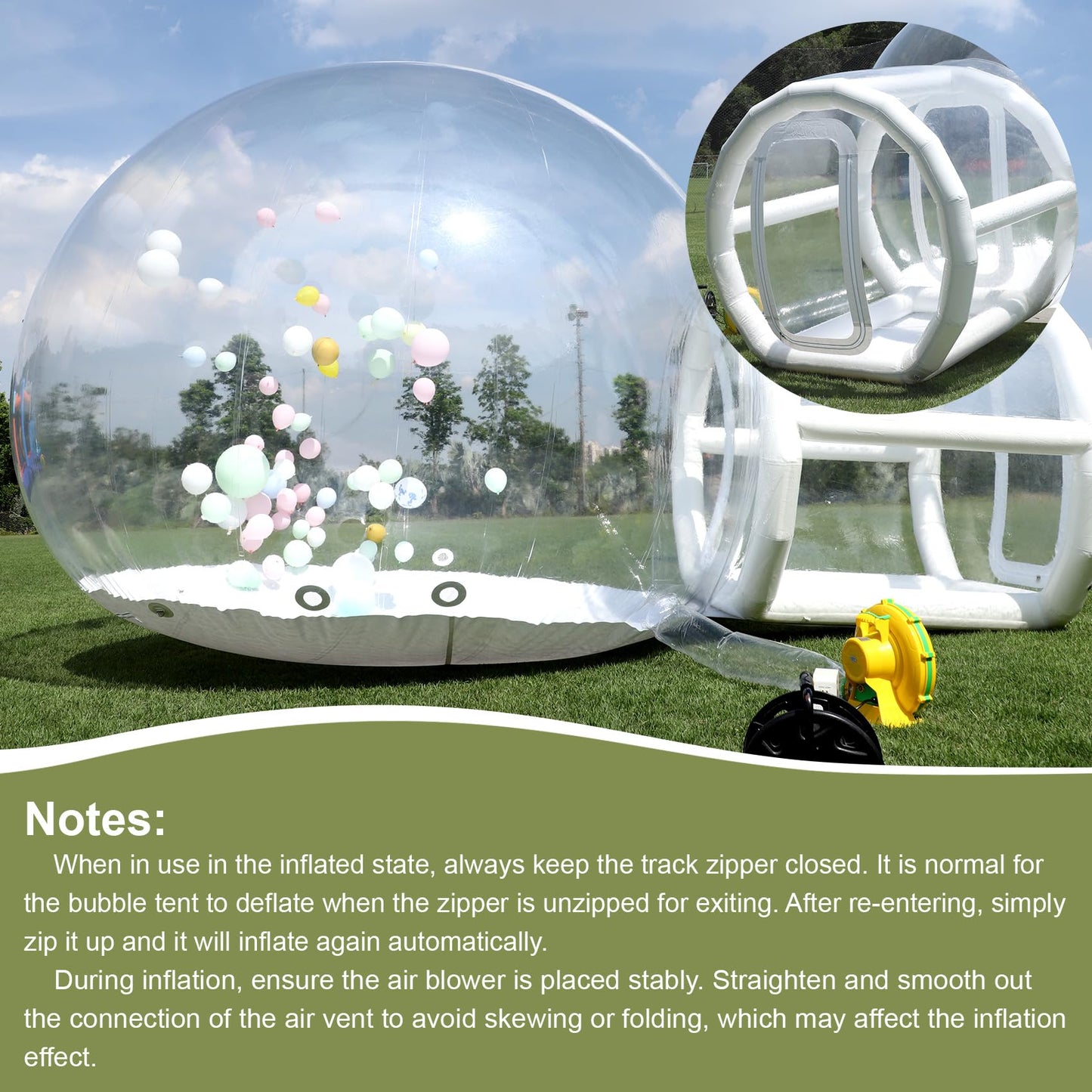 Eachup 10FT Inflatable Balloon House for Kids Adults,TPU White Commercial Inflatable Bubble House Ball Pit,Bubble Tent Dome Playground Set with Double Blower for Backyard Birthday Wedding Party