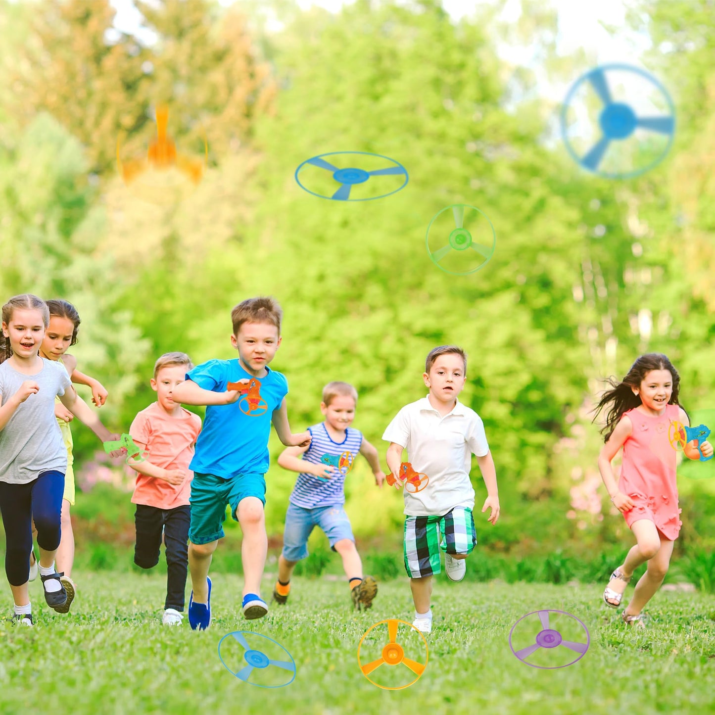 4 Pack Launching Toy Flying Disc Shooters for Kids Cyclone Gyro Launcher Flying Saucer Ejection Flying Disk Spinning Top Toy Indoor & Outside Play for Kids Ages 5+,Cat Propellers