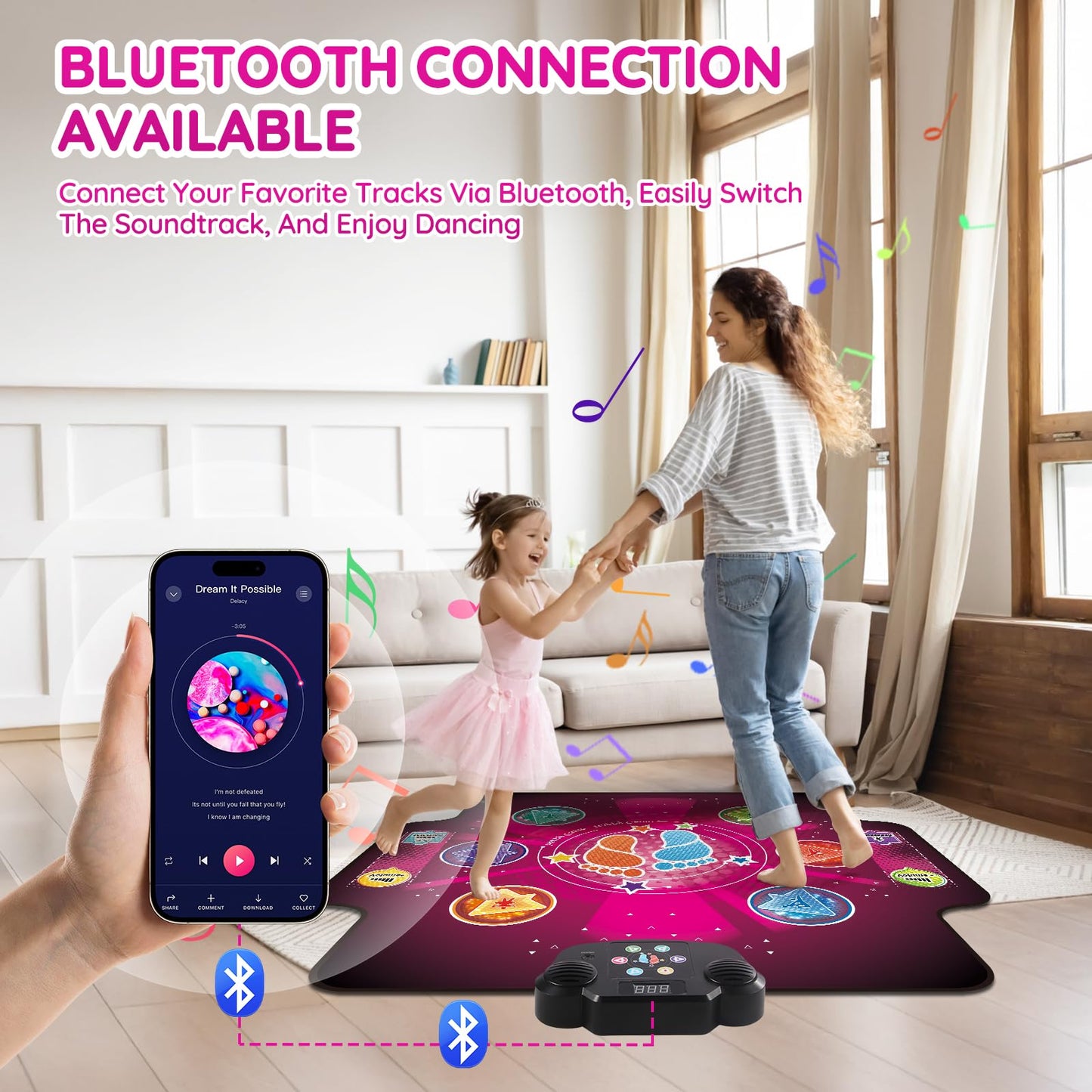 Electronic Dance mat for kids,Upgraded Light-up 6-Button Dancing Pad,Wireless Bluetooth toys,Birthday Christmax Musical Gifts for boys girls,Built-in Music Playmat,Ages 3 4 5 7 8 9 10 11 12+ Year Old