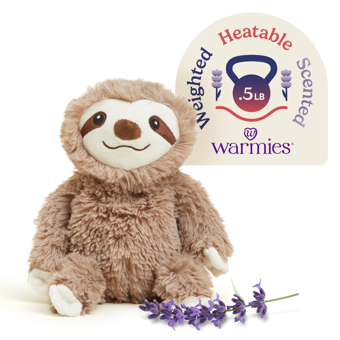 warmies Junior Microwavable & Weighted Stuffed Animals, Sloth - Heated Stuffed Animal Plushie for Warmth & Comfort - Cute Soft Plush Toys for Adults & Children (Boys, Girls, Babies & Toddlers)