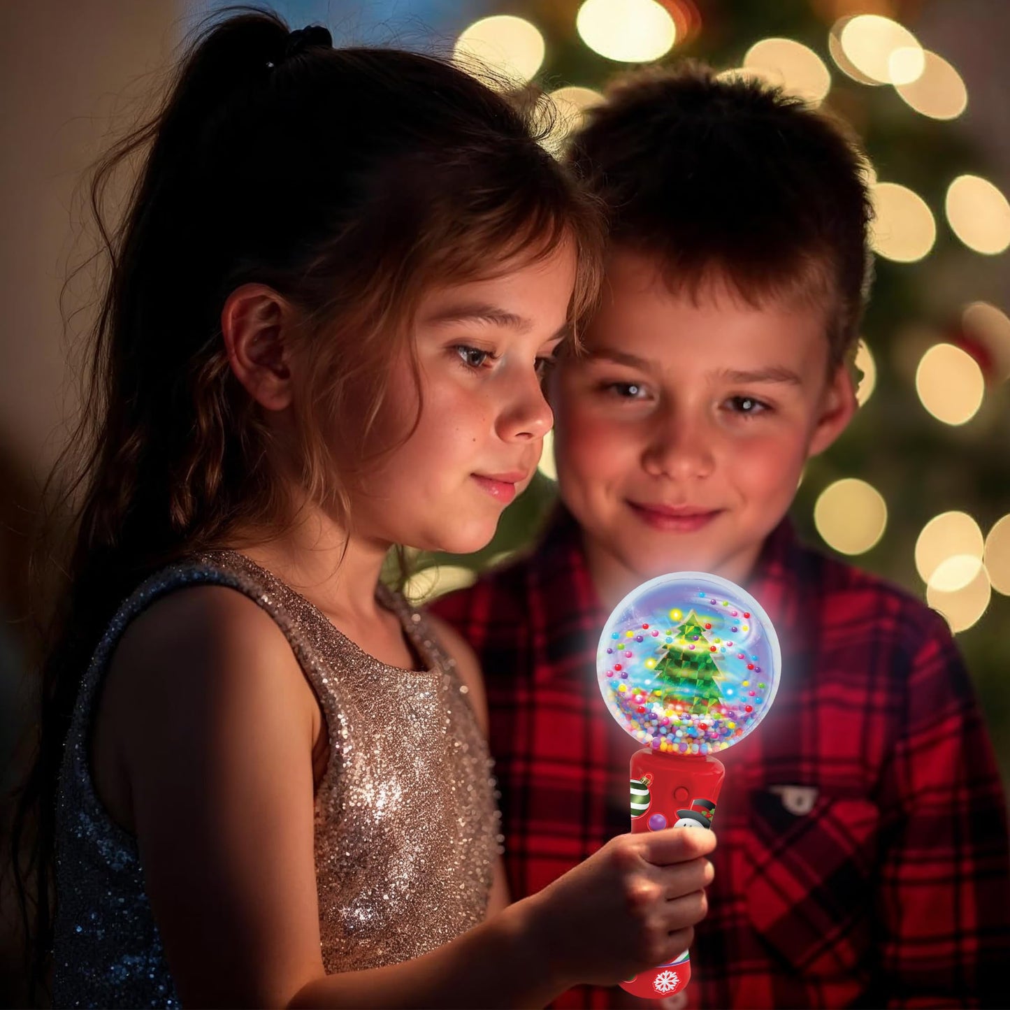 ArtCreativity Christmas Tree Light Up Spinner Wand for Kids - 7.5 Inch Light Up Spinner Wand - LED Holiday Spinning Toy with Batteries Included - Christmas Sensory Toys for Kids with Autism