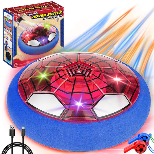 SUYUKI Hover Soccer Ball for Kids Boys, Spider Soccer Toys for Boys 4 5 6 7 8 9 10, Indoor Boy Toys with Led Lights and Foam Cushion Spider Hover Football Air Power Football