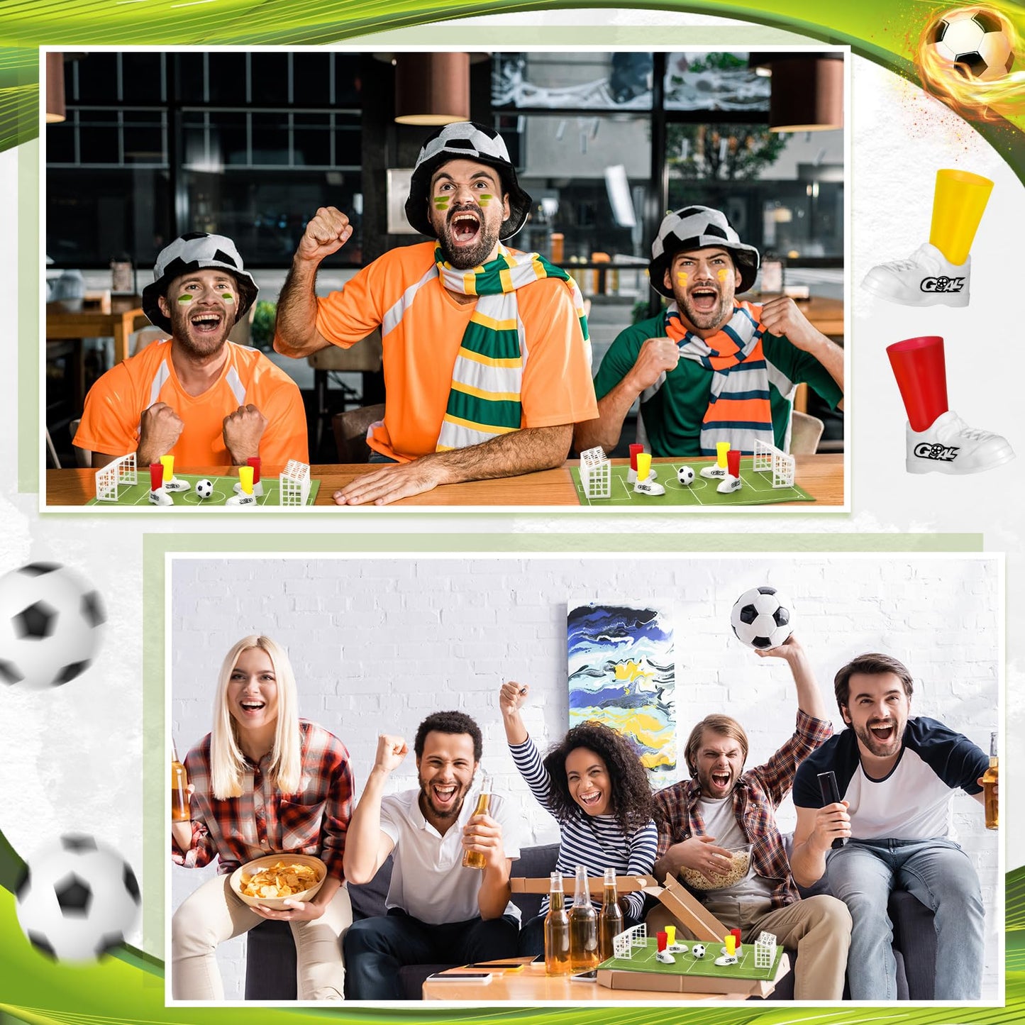Simgoing 4 Set Soccer Football Centerpieces Table Decor Sports Party Decorations Pitch on The Table Game with 4 Flick Games Set Office Sports Party Favors(Soccer)