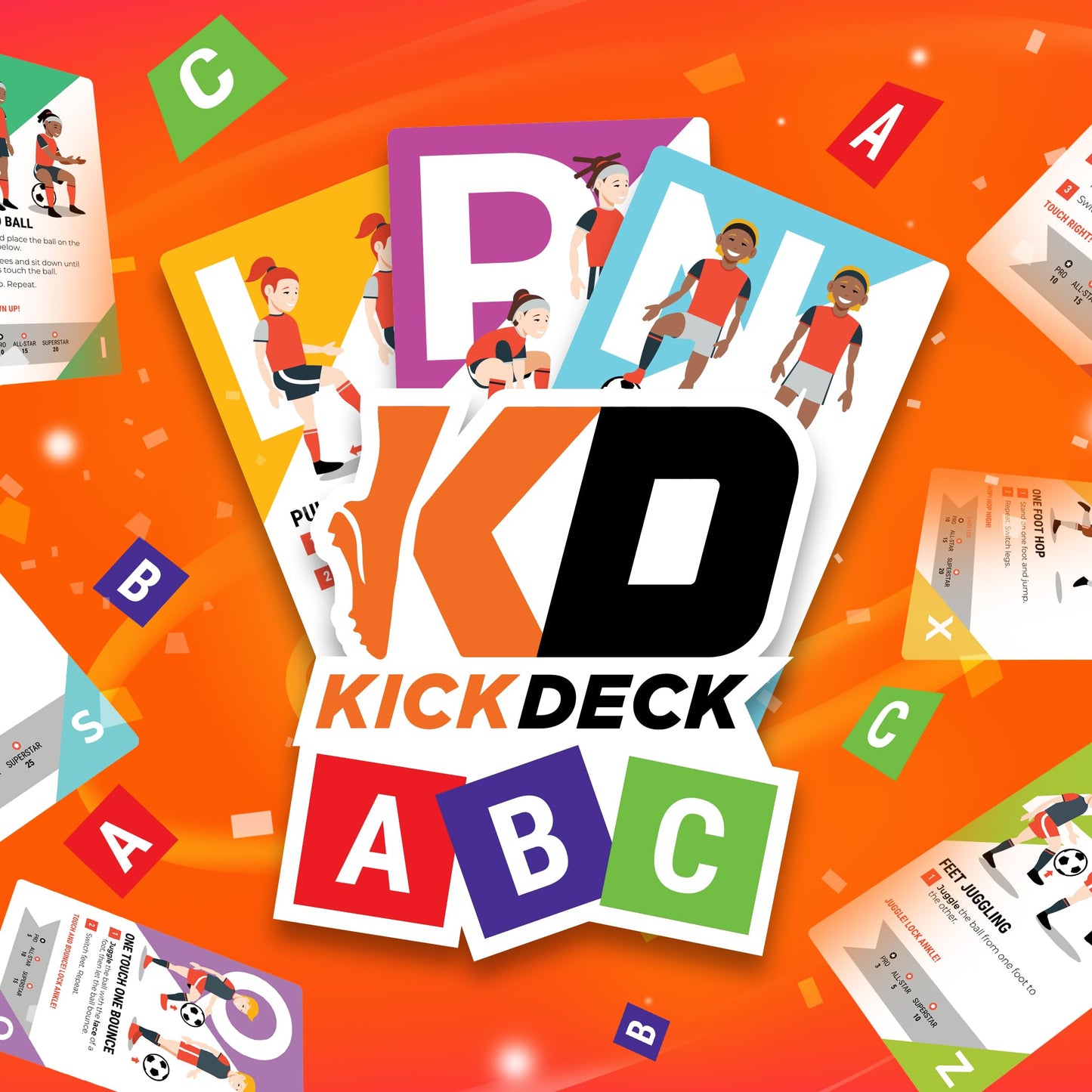 UVU Training KickDeck ABC Soccer Cards for Kids 4+ | Fun Alphabet Soccer Drills for Footwork, Ball Control & Coordination | Screen-Free Practice at Home & Outdoors