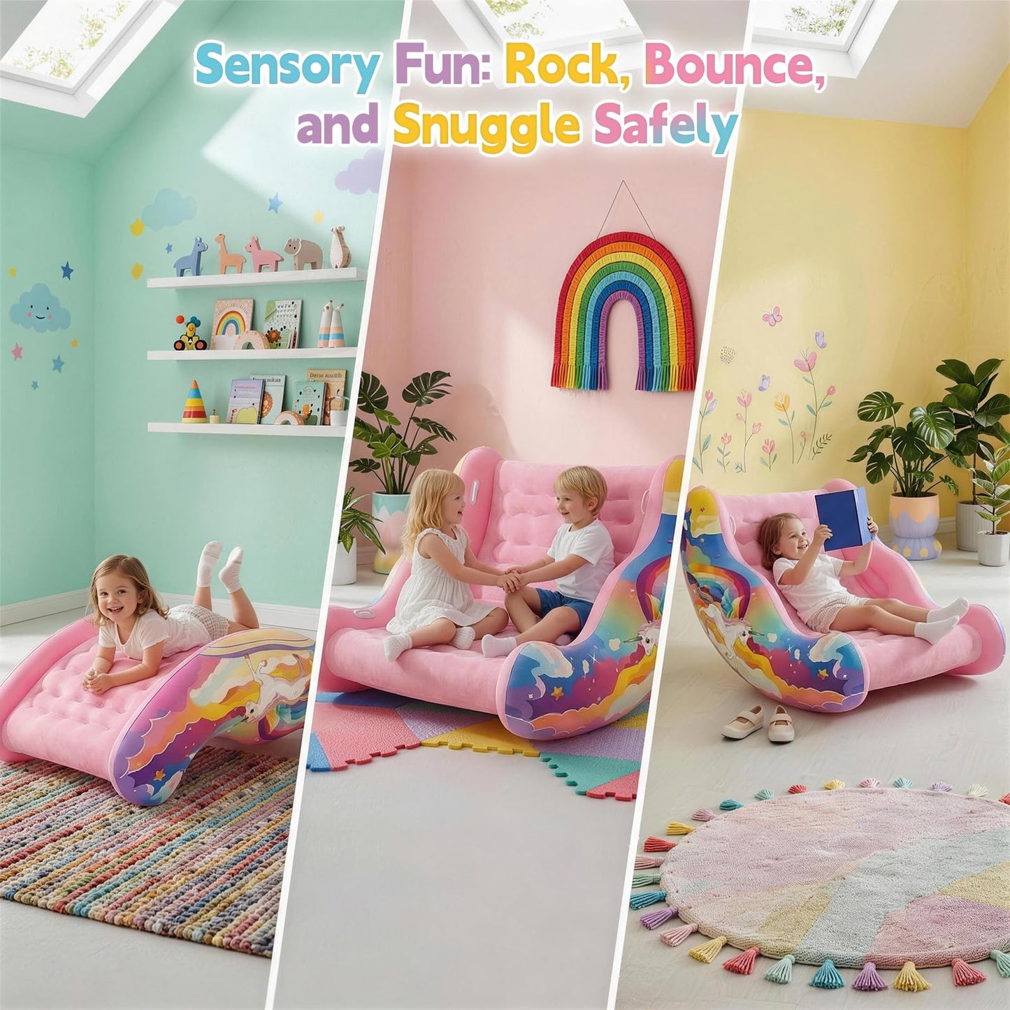 Sensory Chair for Kids with Autism – Toddler Rocking Chair for Sensory Seeking, ADHD & Calming – Autism Sensory Products for Deep Pressure Therapy in Sensory Room, Birthday Gifts for Boys Girls