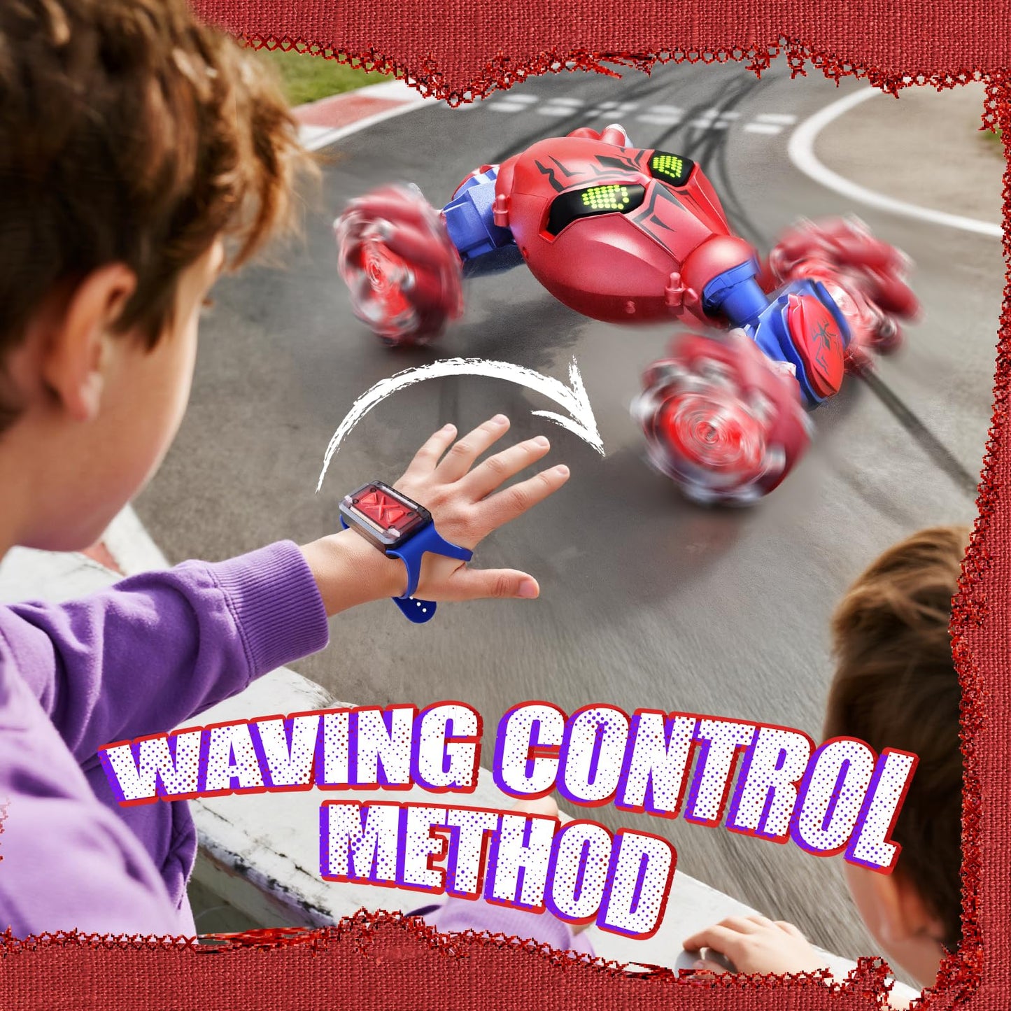 Veeniix V993 Gesture Sensing RC Stunt Car, 4WD Remote Control Spider Toy Car for Boys 8-12, Hand Controlled All Terrain Drift Car with 360° Rotation, LED Lights & Music, Birthday Gift for Kids