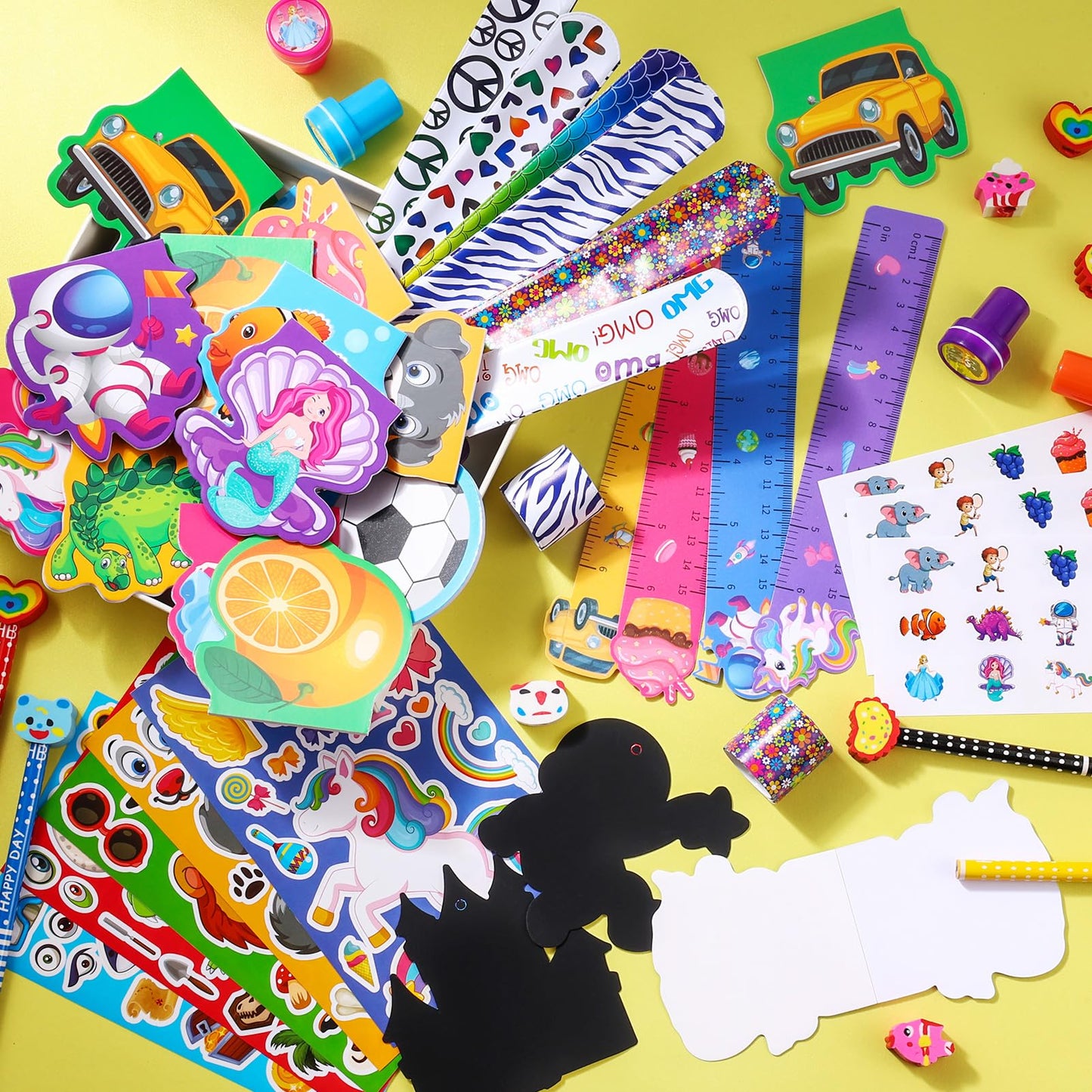 BenLouis 240Pcs Kids' Party Favors Sets Stampers Pencils Stickers School Stationery Bulk for Kids 4-8-12 Classroom Birthday Candy Goodie Bags Pinata Stuffers Rewards Gifts Supplies