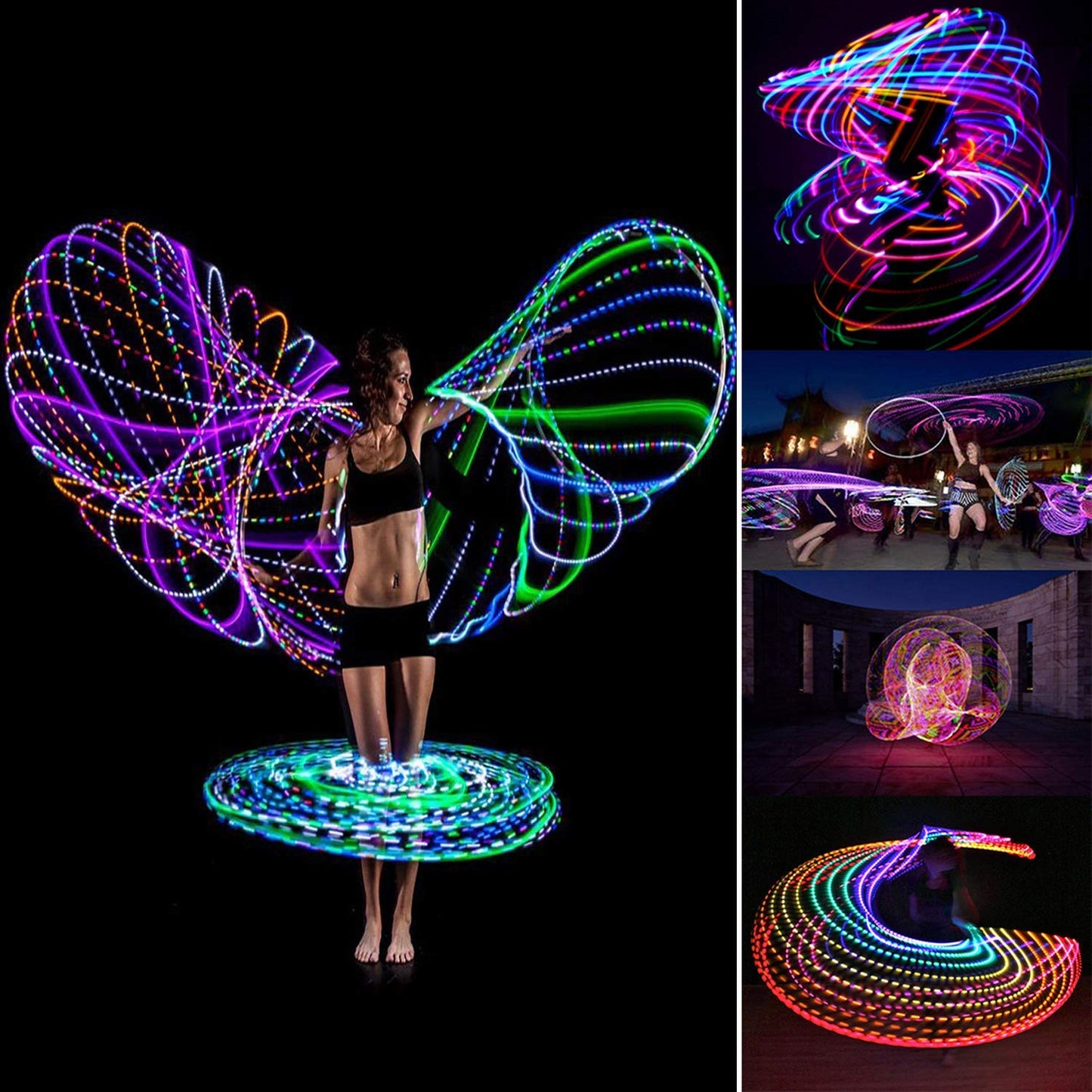 4Pack Led Hoops for Adults, 36in Fitness Equipment Weight Loss Auto Color Changing Strobe Glow Light Hooper Gift, 90cm Hooper Hoop(Two AA Batteries are Needed. Not Included)