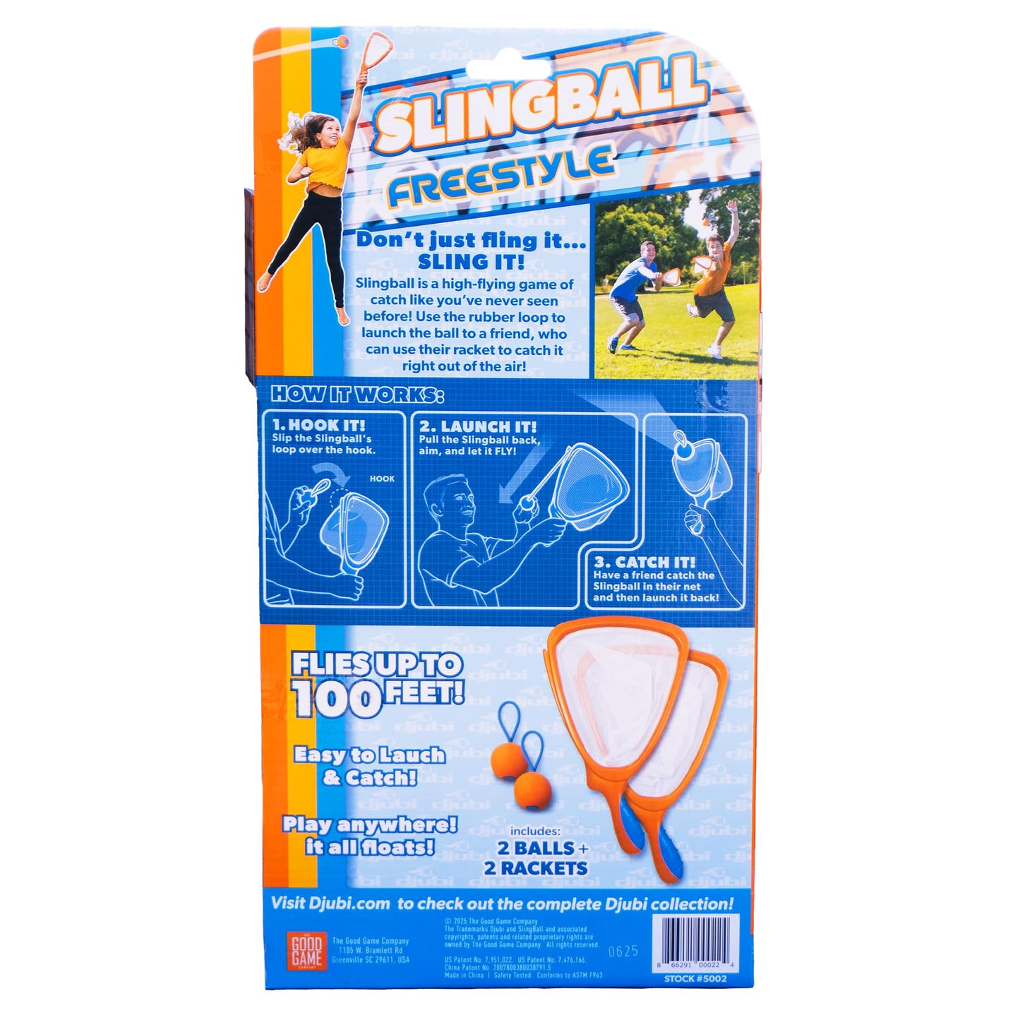 Djubi Slingball, Best Gifts for Kids All Ages 6 & Up - Slingshot Outdoor Beach, Lawn, & Tailgating Family Game - Toys Gifts for 6 7 8 9 10 Year Old Boys - Freestyle