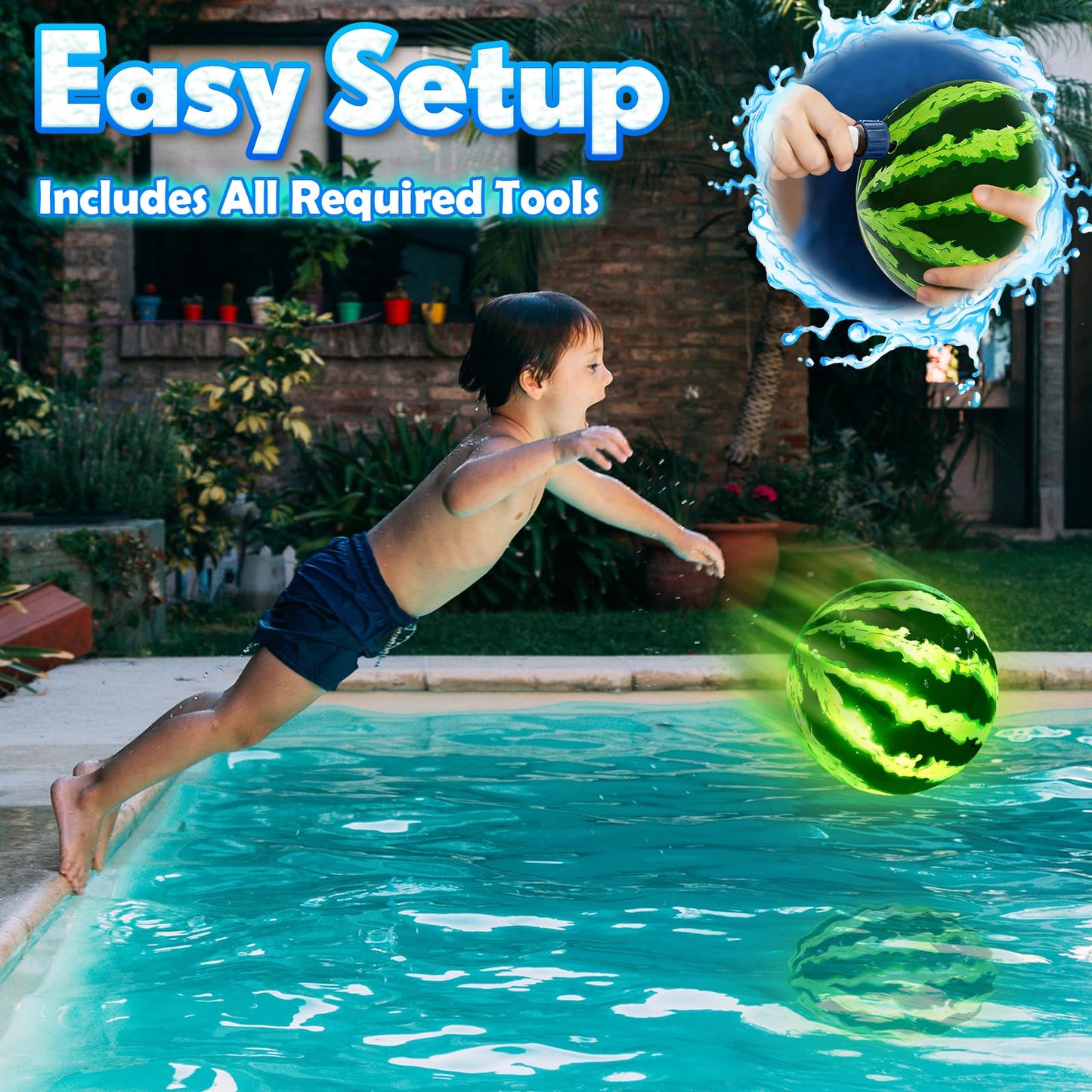 Focusport LED Underwater Pool Ball Game – 2 Pack 9" Glow Water Ball Toy for Kids, Teens, Pool Sports Game for Water Football & Basketball, Fun Pool Game for Backyard Parties & Outdoor Water Play