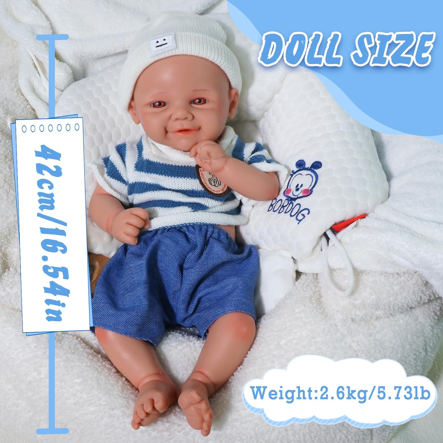 Maletofe Realistic Reborn Baby Doll, 17 Inch Silicone Baby Doll Girl, Full Body for Boys and Girls, Clothing Accessories Included, Kids Gift Set (Itian - Nude)