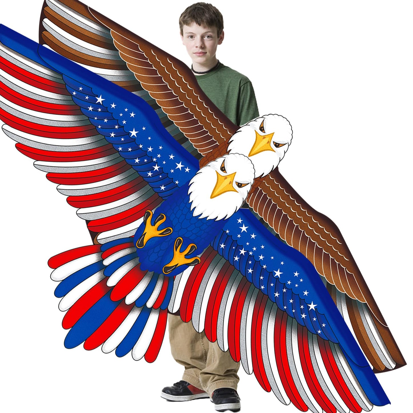 TCVENTS 2 Pack 61" Patriotic Eagle Kites for Kids Adults Birthday Gifts, Huge Easy to Fly Kites for Kids Ages 4-8 8-12 with 328FT String for Beach Yard Boys Girls Family Outdoor Games & Activities