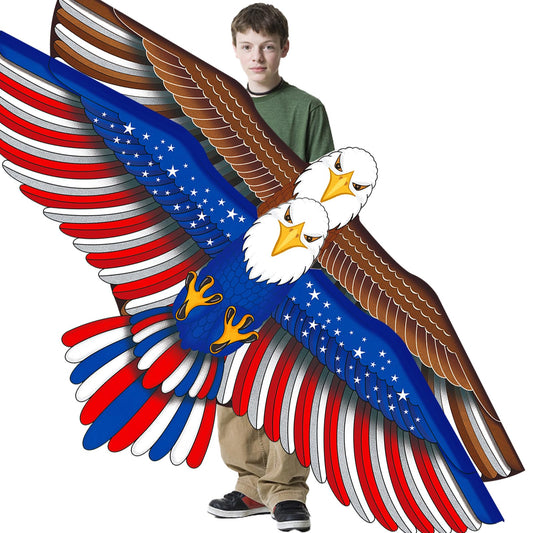 TCVENTS 2 Pack 61" Patriotic Eagle Kites for Kids Adults Birthday Gifts, Huge Easy to Fly Kites for Kids Ages 4-8 8-12 with 328FT String for Beach Yard Boys Girls Family Outdoor Games & Activities