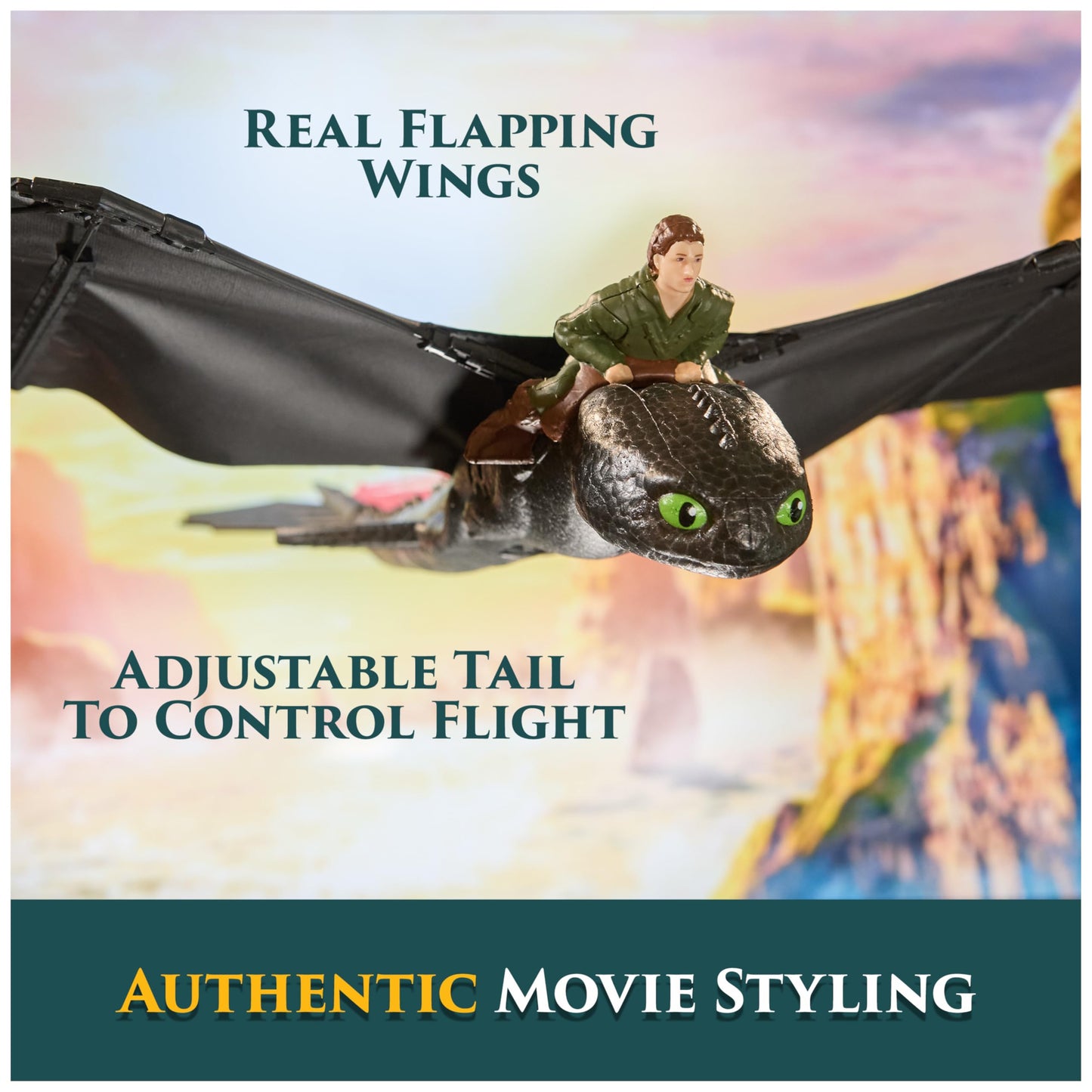 DreamWorks Dragons - How to Train Your Dragon - Krokmou Flying Figure 76 cm - Radio Controlled Figure with Flying Wings and Adjustable Tail - Realistic Movements - Children's Toy Ages 4+