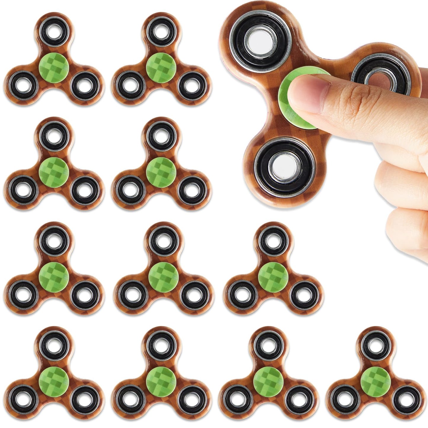 party greeting 12Pack Mining Themed Fidget Spinner Set Pixel Inspired Fidget Spinners Toy Bulk Anxiety Toys Pixel Party Favors for Kids/Adults,Stress Reduction and Anxiety Relief Birthday Gifts