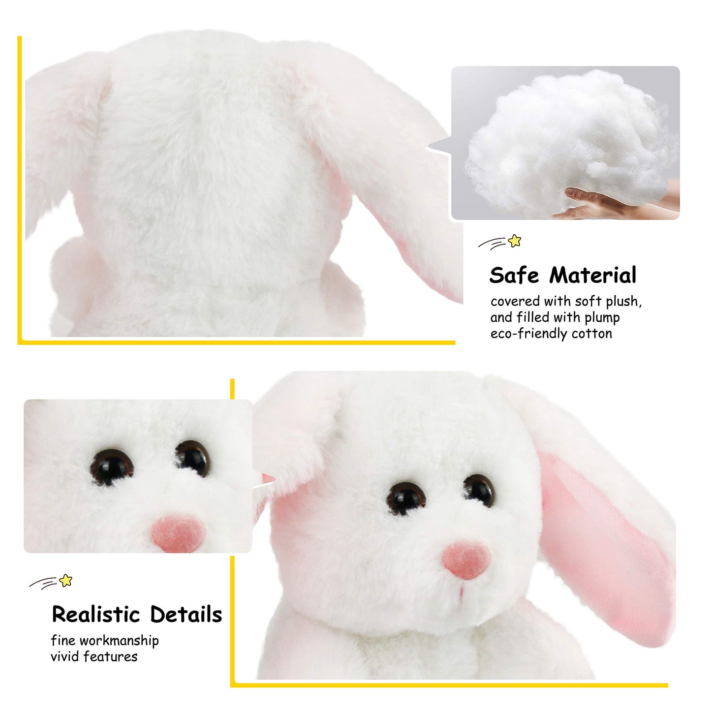 BSTAOFY Bunny Stuffed Animal, Light up White Bunny Soft Plush Toy LED Rabbit Lop Ear Night Light Stuffed Animals Easter Birthday Easter Christmas Festival Gift for Kids Toddlers, 8''