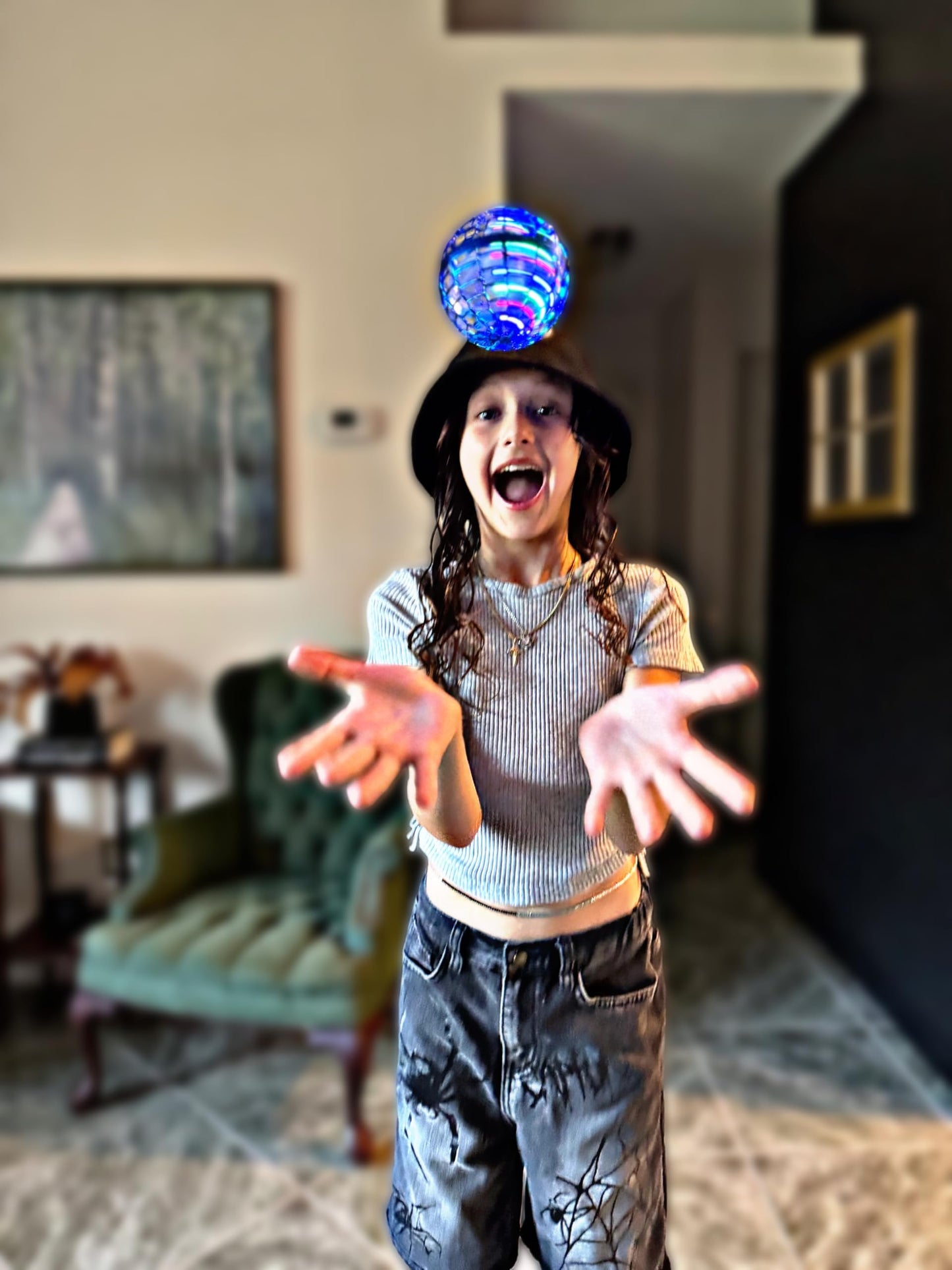 Galaxy Ball 2026 Flying Orb Toy Hand Controlled Drone Ball, Boomerang Hover Ball Toy LED Lights, USB Rechargeable Gravity Disc Spinner, Gesture Control Mini Drone for Kids 8-12 Indoor Hover Drone