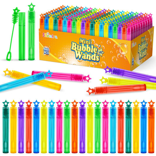 Bubble Wand, 500 Pieces Mini Bubble Wands Bulk in 10 Colors, Bubbles Party Favors Bulk for Kids, Summer Toys for Girls & Boys, Carnival Prizes, Themed Birthday, Wedding, Indoor Outdoor Activity