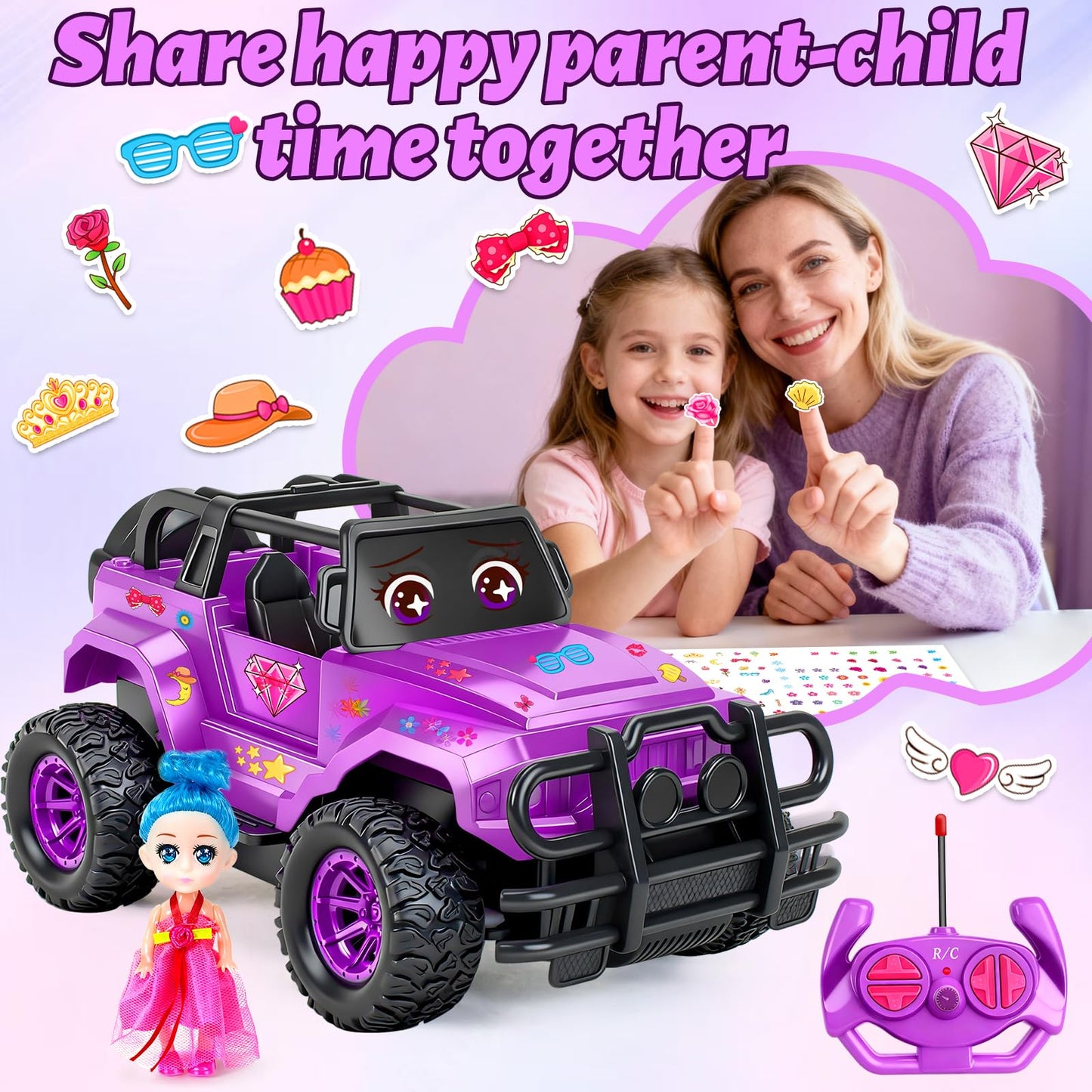 Ynybusi Remote Control Car RC Racing Cars, 1:20 Scale Remote Control Monster Truck, 2.4Ghz LED Light Off-Road Rc Cars,Toy Cars for Kids Boys Girls 6 7 8 9 10 Years Old (Purple)