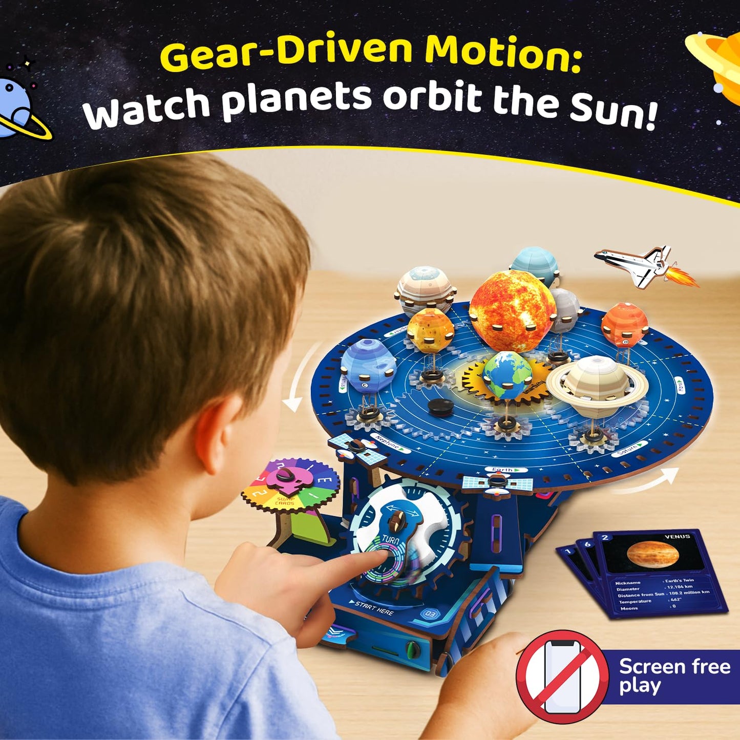 Smartivity Solar System Kit | Gear-Driven Working Model of Planets | Birthday Gift for Boys & Girls 8,9,10,11,12,13,14 Years I Build, Rotate & Explore Astronomy | Learn Solar System & Science Facts |