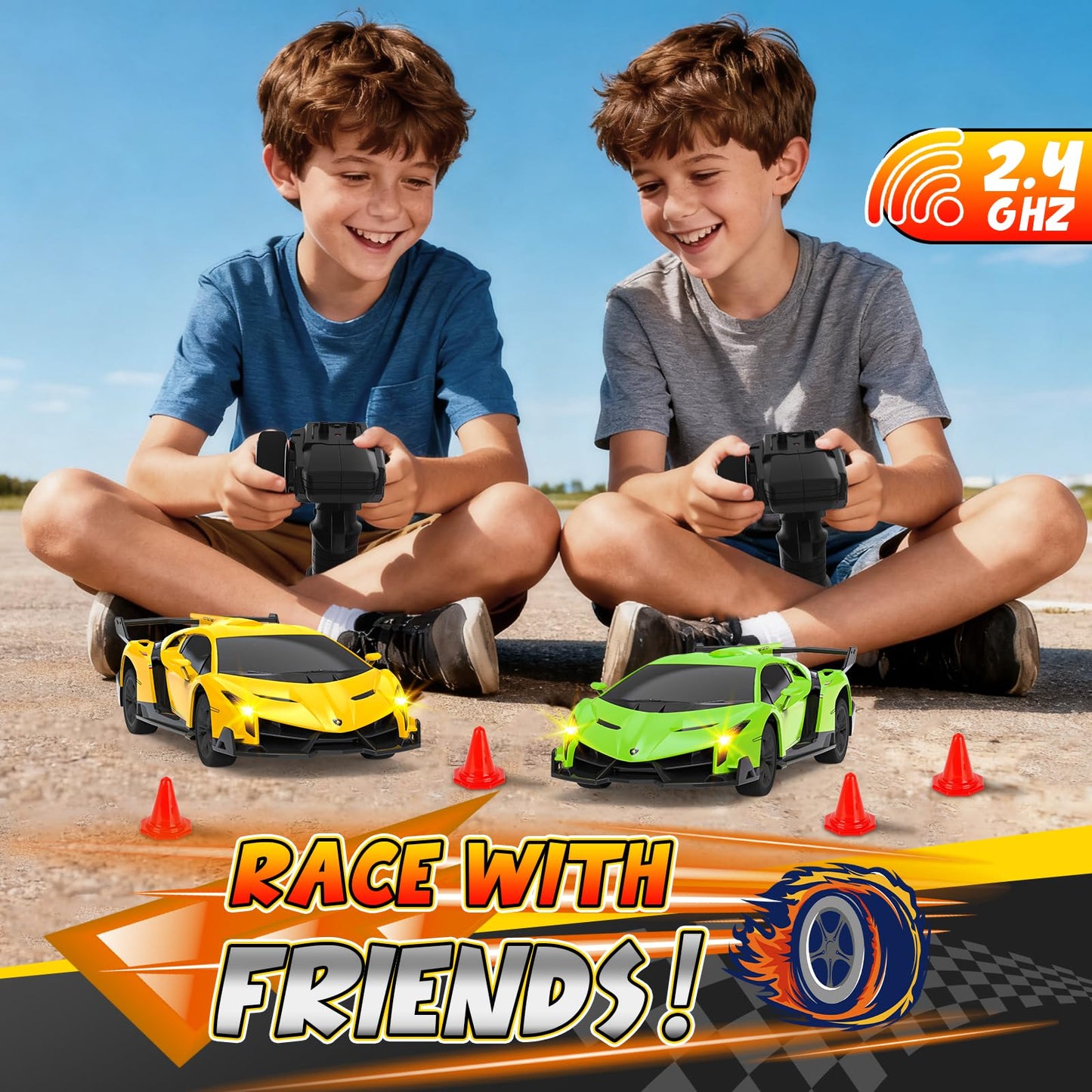 Innofans Lamborghini Remote Control Car, Officially Licensed 1:24 Scale 2.4GHz RC Drift Car Toys with Headlight PCS, Lambo Hobby Rc Cars for Boy Girl 4-12 Years Old, Birthday Gift (Green)