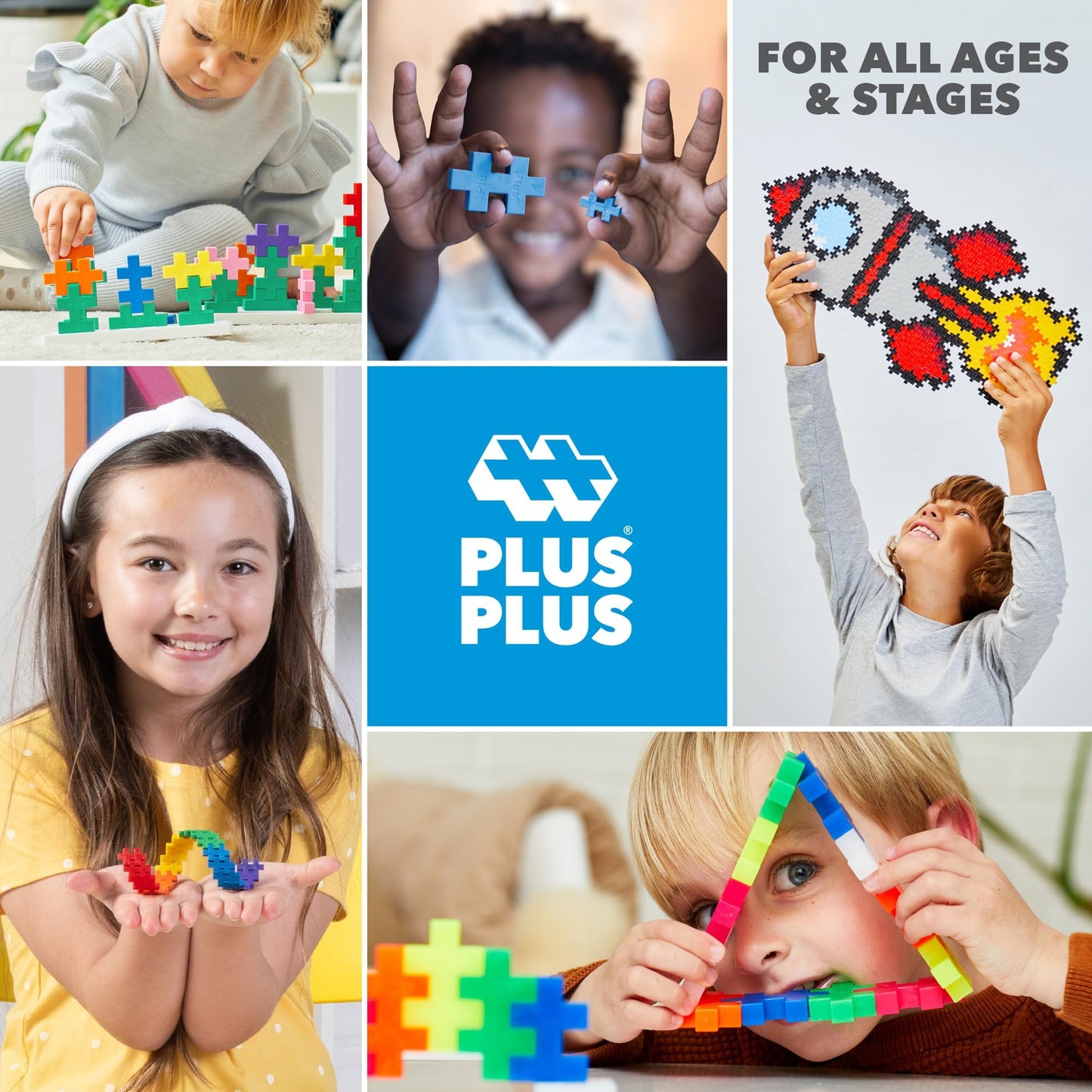 PLUS PLUS Travel Case - 100 Piece Rainbow Mix, Mini Interlocking Building Blocks Set, Stem Toys - Airplane Travel Essentials for Kids/Classroom Must Haves Gifts for Boys & Girls