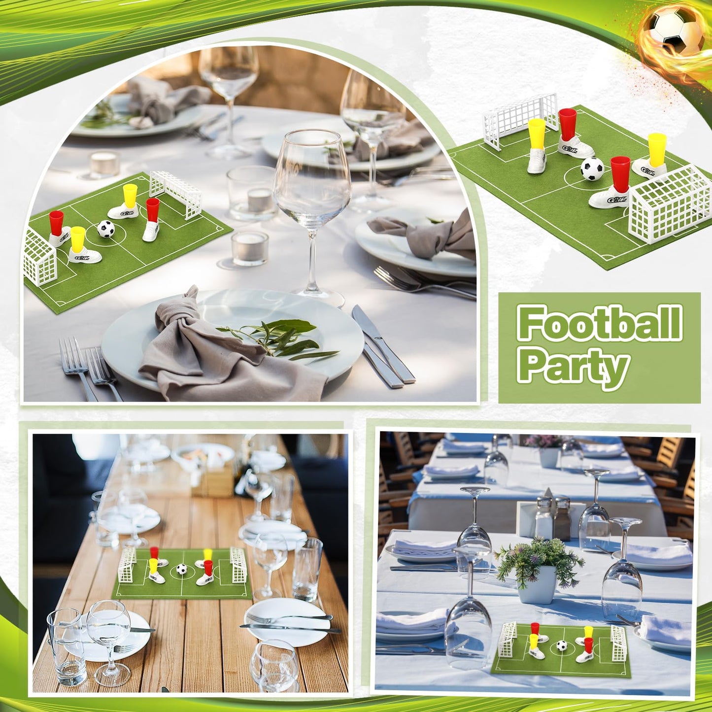Simgoing 4 Set Soccer Football Centerpieces Table Decor Sports Party Decorations Pitch on The Table Game with 4 Flick Games Set Office Sports Party Favors(Soccer)