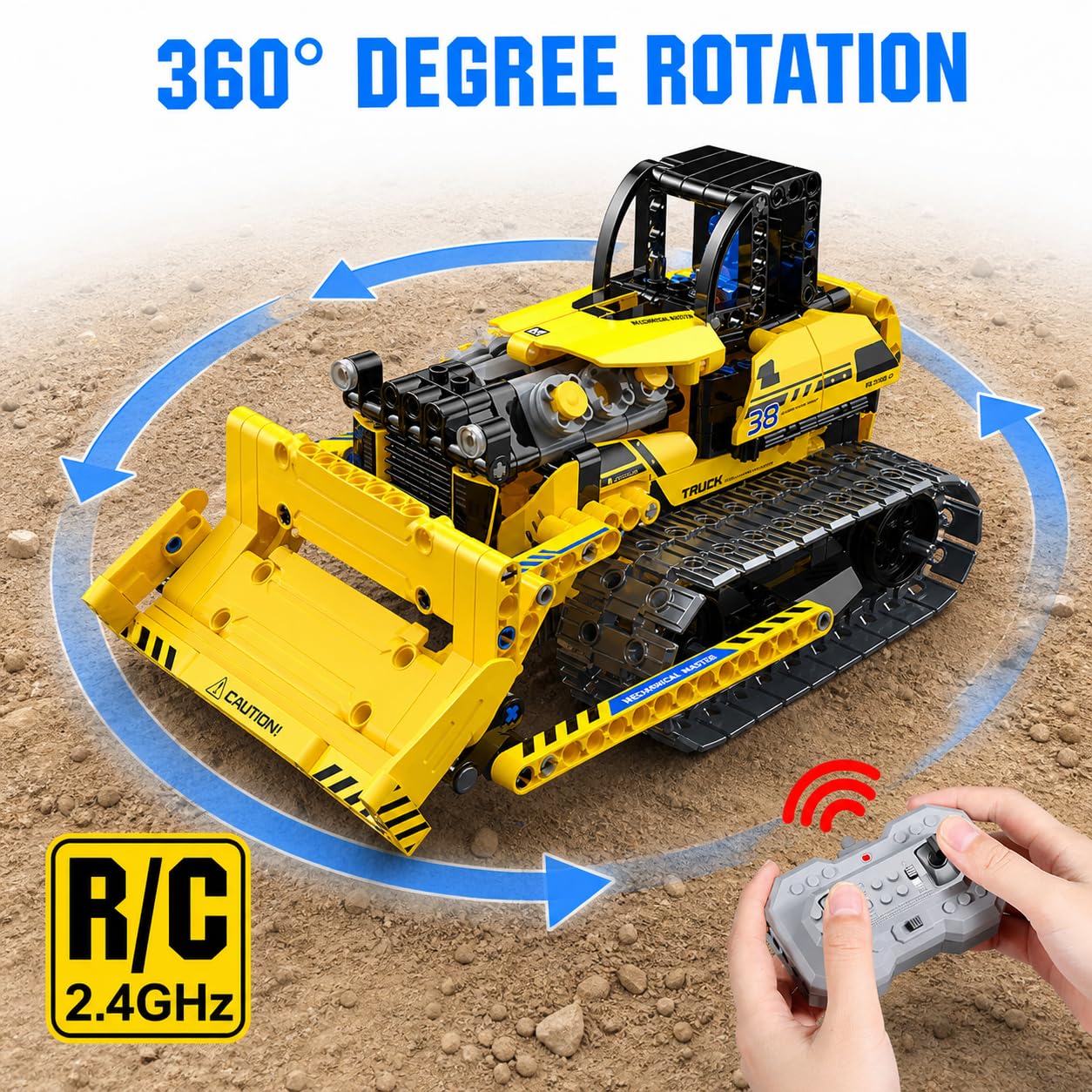 zinat 3 in 1 RC Bulldozer Building Set, STEM Construction Vehicle Kit with App & Remote Control, Tracked Engineering Toy Gift for Kids Boys Girls Ages 6+ - 452Pcs