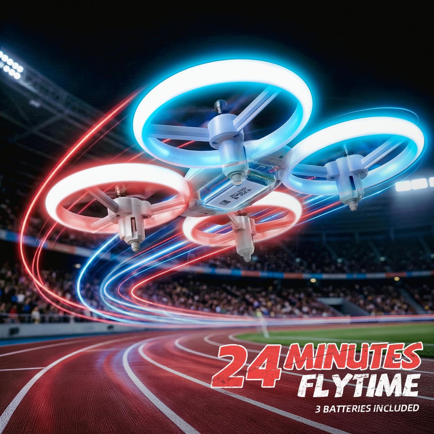 Drone for Kids & Adult, 3 Batteries 24 Min Flight Time, Anti-Collision RC Quadcopter with LED Light, Altitude Hold, Easy to Fly Kids Gifts for Boys & Girls Ages 14+