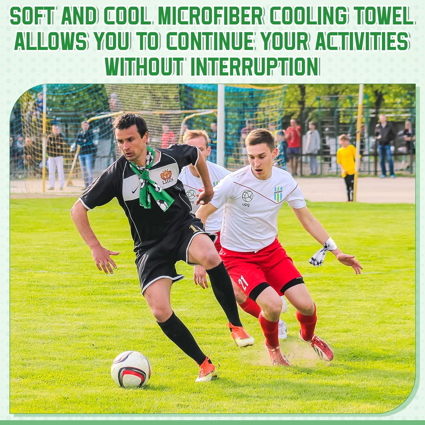 FuWeave 24 Pcs Sports Cooling Towels Baseball Basketball Softball 40 x 12 Inch Breathable Soccer Football Volleyball Microfiber Ice Towel Fast Drying for Sport Party Favors Team Gift(White,Soccer)