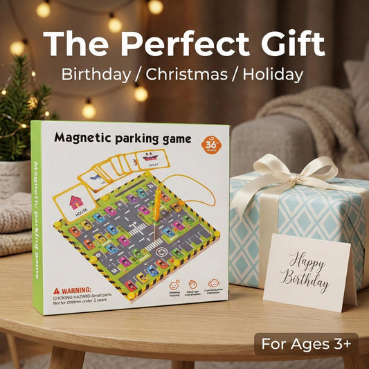 Magnetic Alphabet Maze Wooden Letter Matching Board Toy for Toddlers 3+, Montessori Parking Lot Color & ABC Spelling Game, Fine Motor Skills & Preschool Learning Travel Gift for Boys Girls