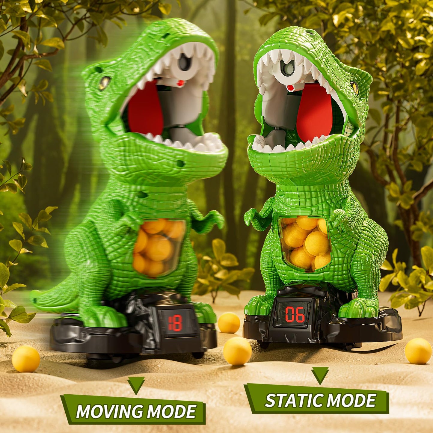 JUKUDAHU Dinosaur Shooting Boy Toys for Kids Age 3 4 5 6 7 8 - Moveable Shooting Game with Scoreboard, Light and Sound, 12 Foam Balls, Boy Toddler Toys 5-7 6-8 8-10, Competition Game Gifts (Green)