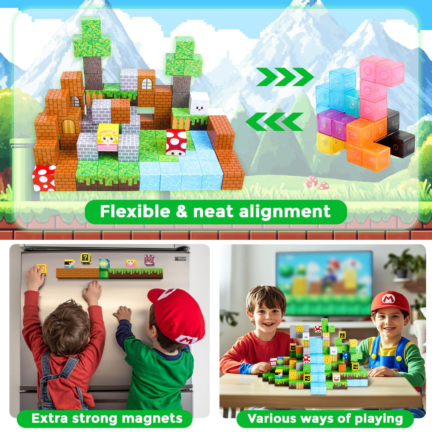 Annexfun Magnetic Blocks-100PCS Magnetic Building Cubes Blocks, STEM Montessori Sensory Toys for Toddlers Kids Boys Girls Ages 3 4 5 6 7 8 9 10 Christmas Birthday Gifts