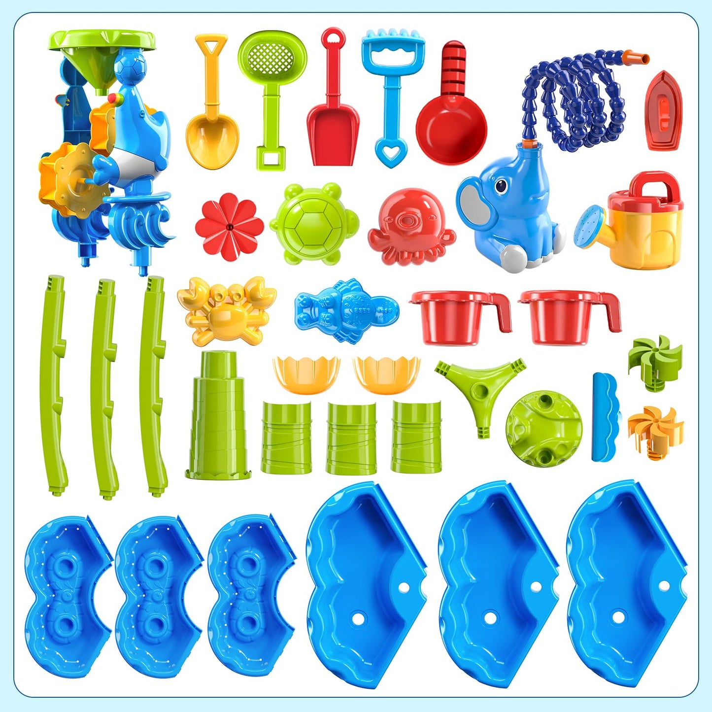 JUKUDAHU Water Table for Kids Ages 3-4 3-5 4-6 4-8 with Water Pumb, Outdoor Sensory Play Table with Beach Toys Accessories Water Waterfall for Boys Girls, Birthday Gifts for Toddlers Age 3 4 5 6 7 8