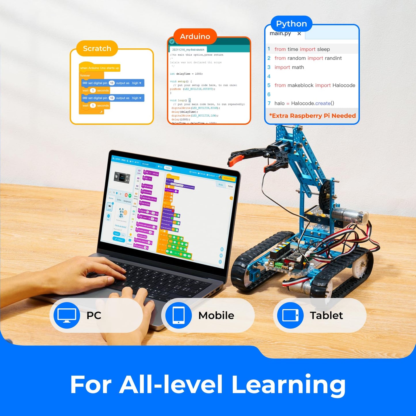 Makeblock mBot Ultimate 10 in 1 Robot Building Toys, Robotics Kit App Remote Control Robot Toys Compatible with Arduino C & Raspberry Pi, STEM Educational DIY Robotics for Kids Ages 12-16