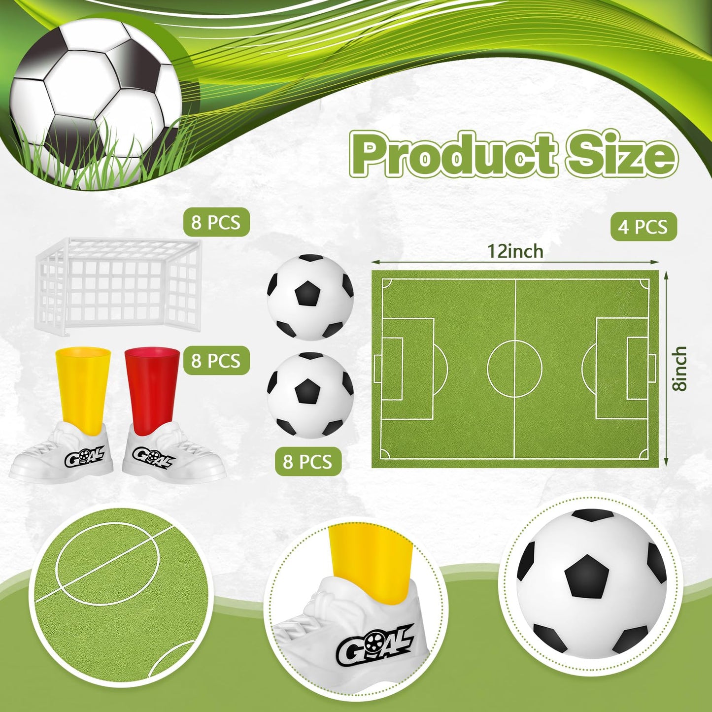 Simgoing 4 Set Soccer Football Centerpieces Table Decor Sports Party Decorations Pitch on The Table Game with 4 Flick Games Set Office Sports Party Favors(Soccer)