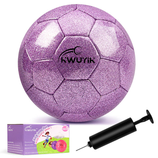 OKWUYiK Size 5 Glitter Purple Soccer Ball Set with Pump Soccer Ball for Youth Adults Training Toddler Soft Sports Outdoor Training for Back to School Toddler Gift Practice