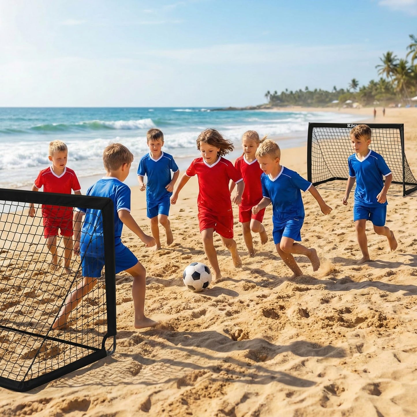 Soccer goal, Kids Soccer Goals for Backyard Set of 2, 4 x 3ft Soccer Net Training Equipment, Pop Up Toddler Soccer Goal for Outdoor Indoor Sports Games with Soccer Ball, Ladder, Cones, Targets (Black)
