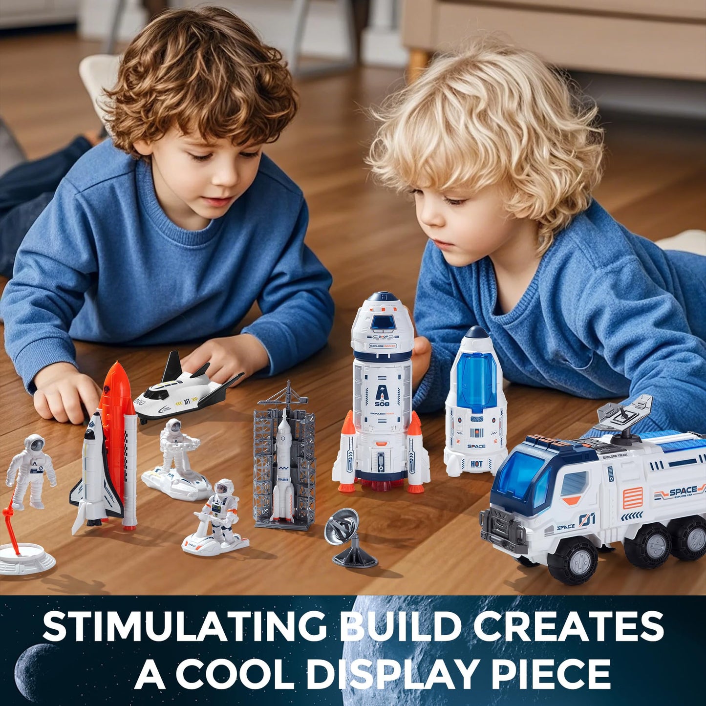 Wbzle Large Space Exploration Astronaut Kids Toy, Rocket & Shuttle with Light/Sound & Spray Effects, Outer Space Playset Series